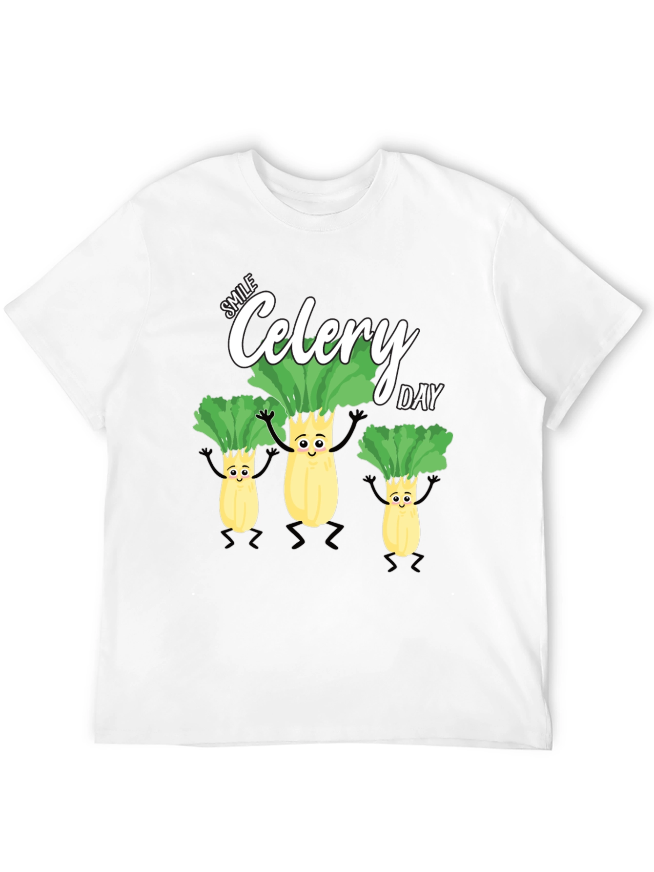 Smile Celery Day Black T-Shirt