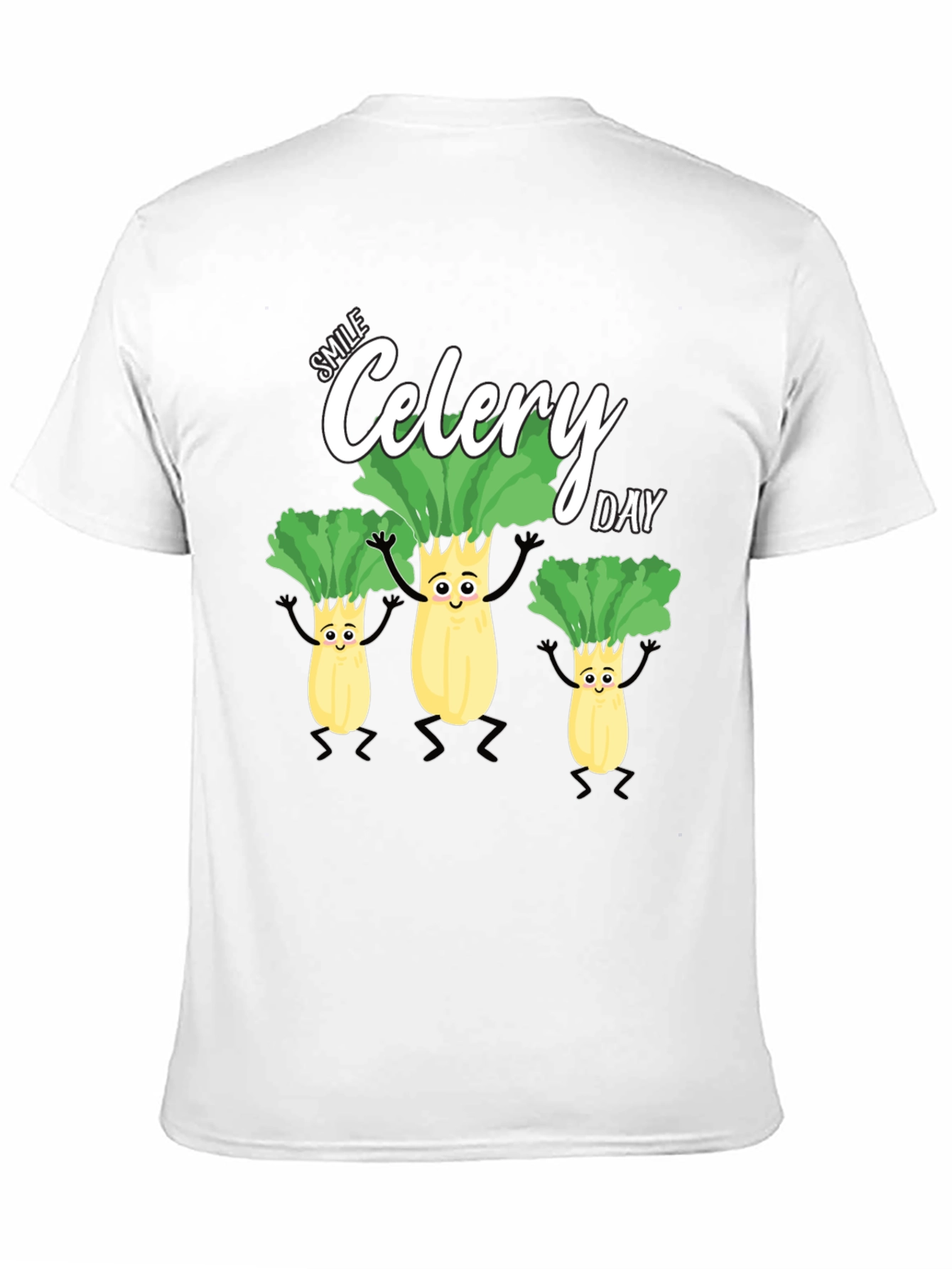 Smile Celery Day Black T-Shirt