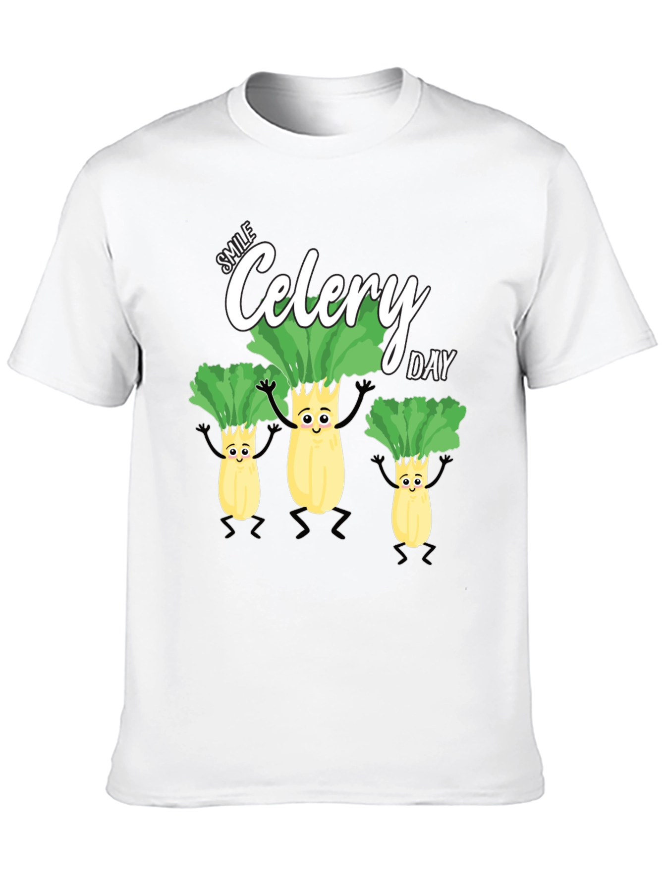 Smile Celery Day Black T-Shirt