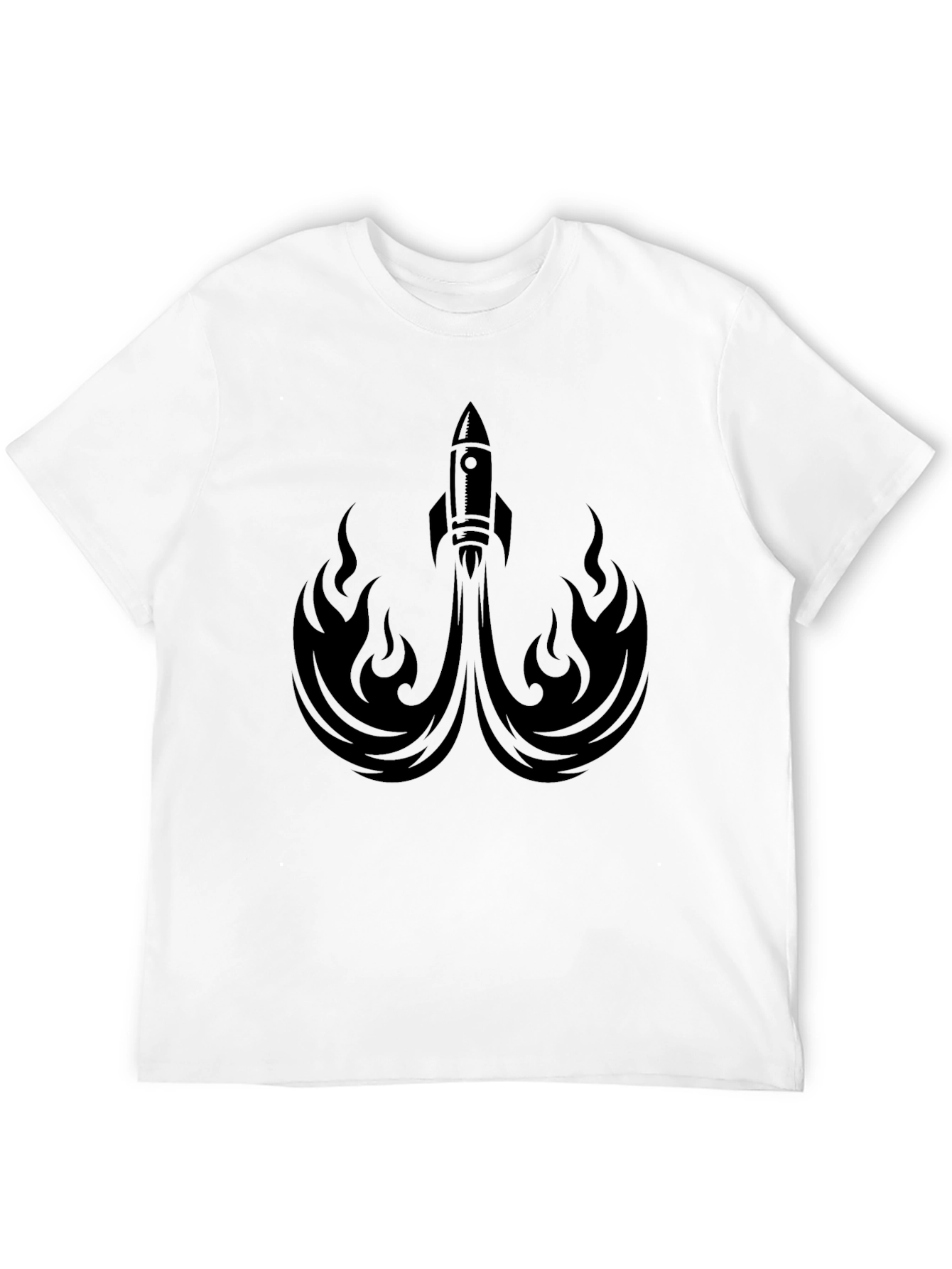 Rocket Launch Graphic Tee - Black Crew Neck Shirt