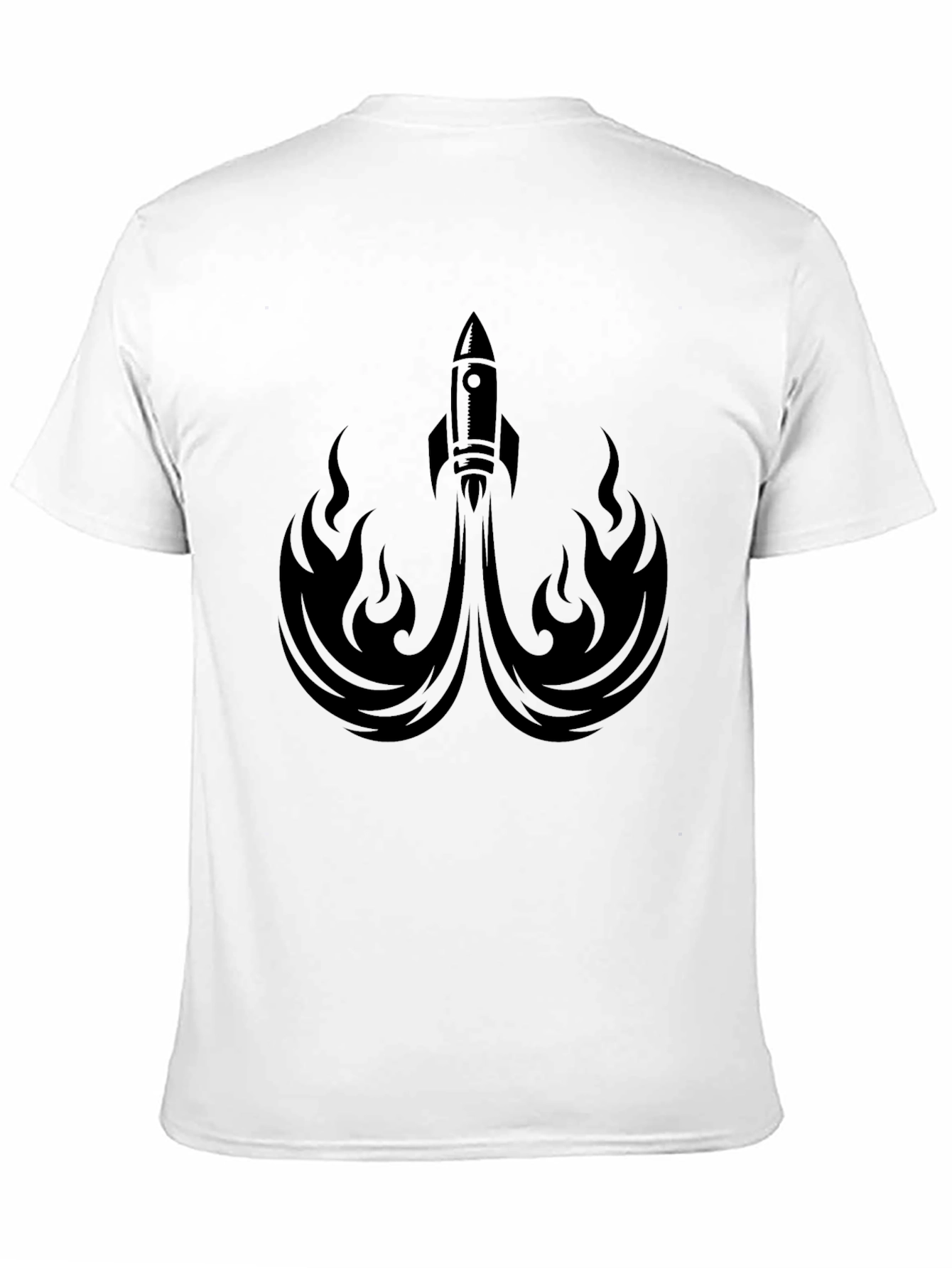 Rocket Launch Graphic Tee - Black Crew Neck Shirt