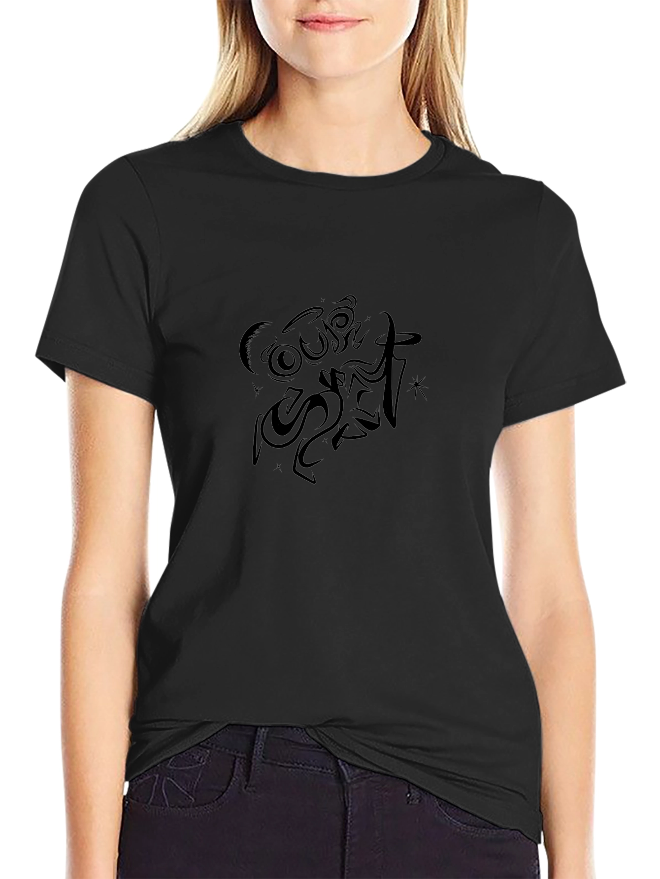 Black Graphic Tee - Dark Style
