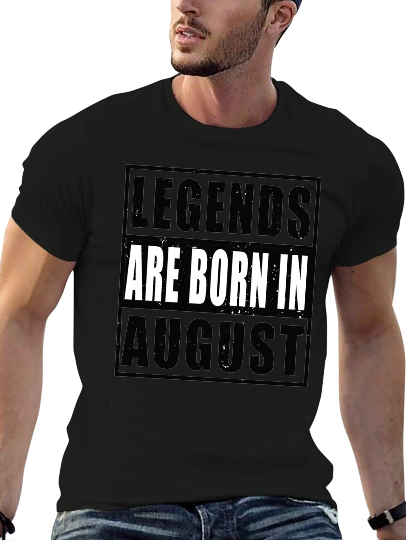 Legends Are Born in August Black T-Shirt