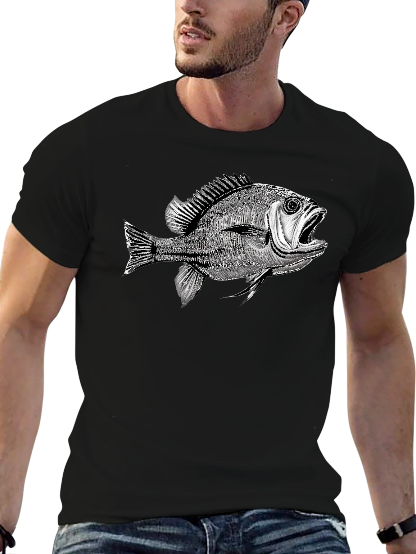 Fish Graphic Black T-Shirt