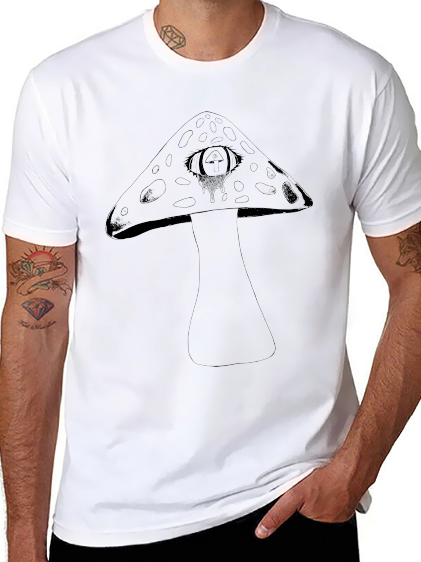 Eye Mushroom Graphic Tee - Unisex Black T-Shirt