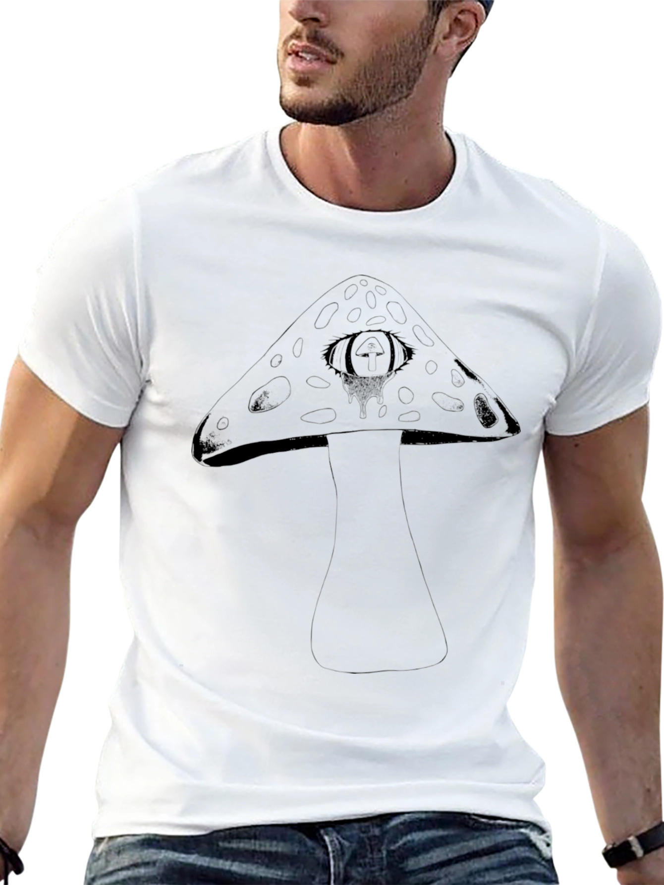Eye Mushroom Graphic Tee - Unisex Black T-Shirt