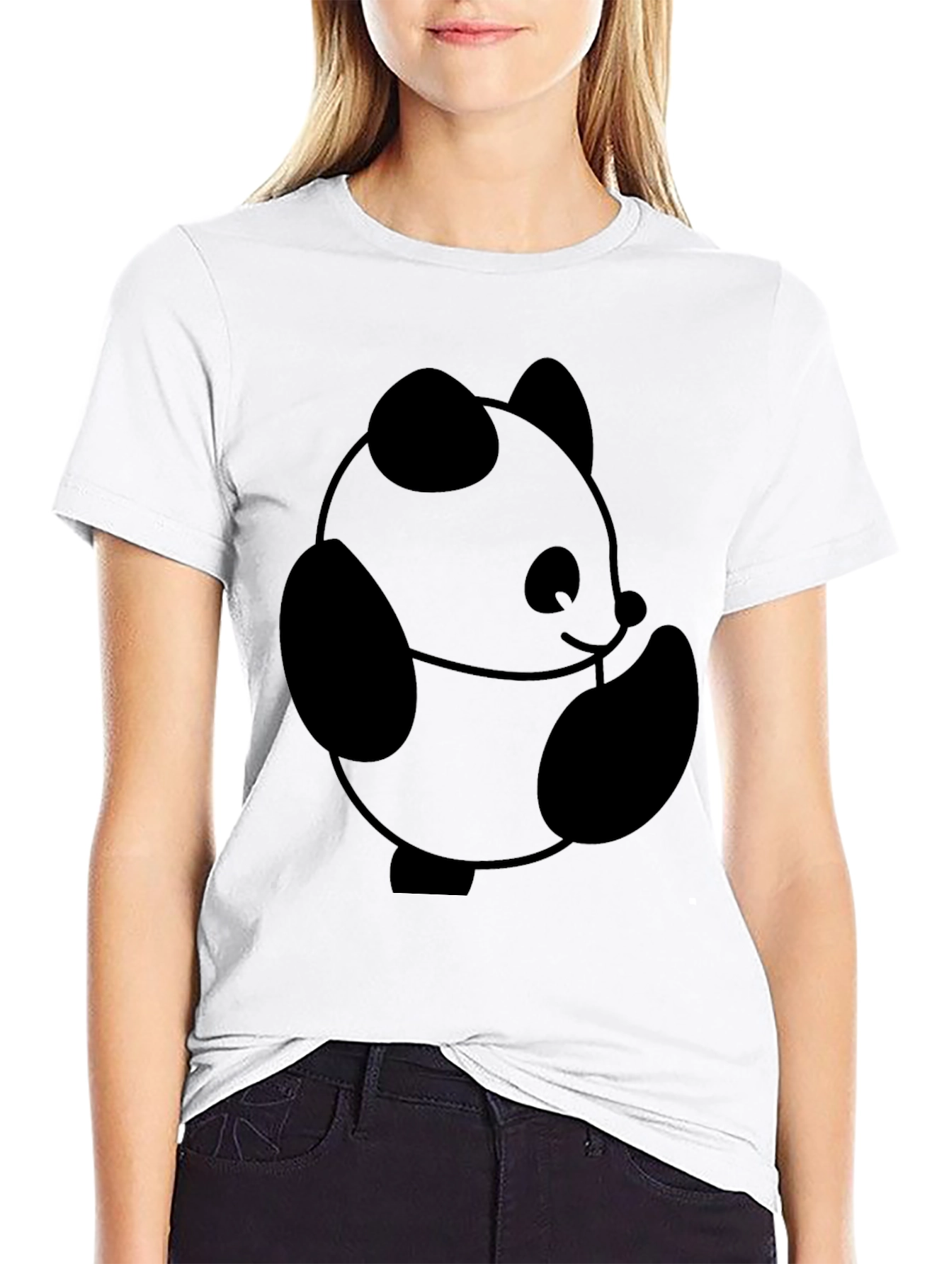 Cute Panda Graphic Tee - Black Unisex T-Shirt