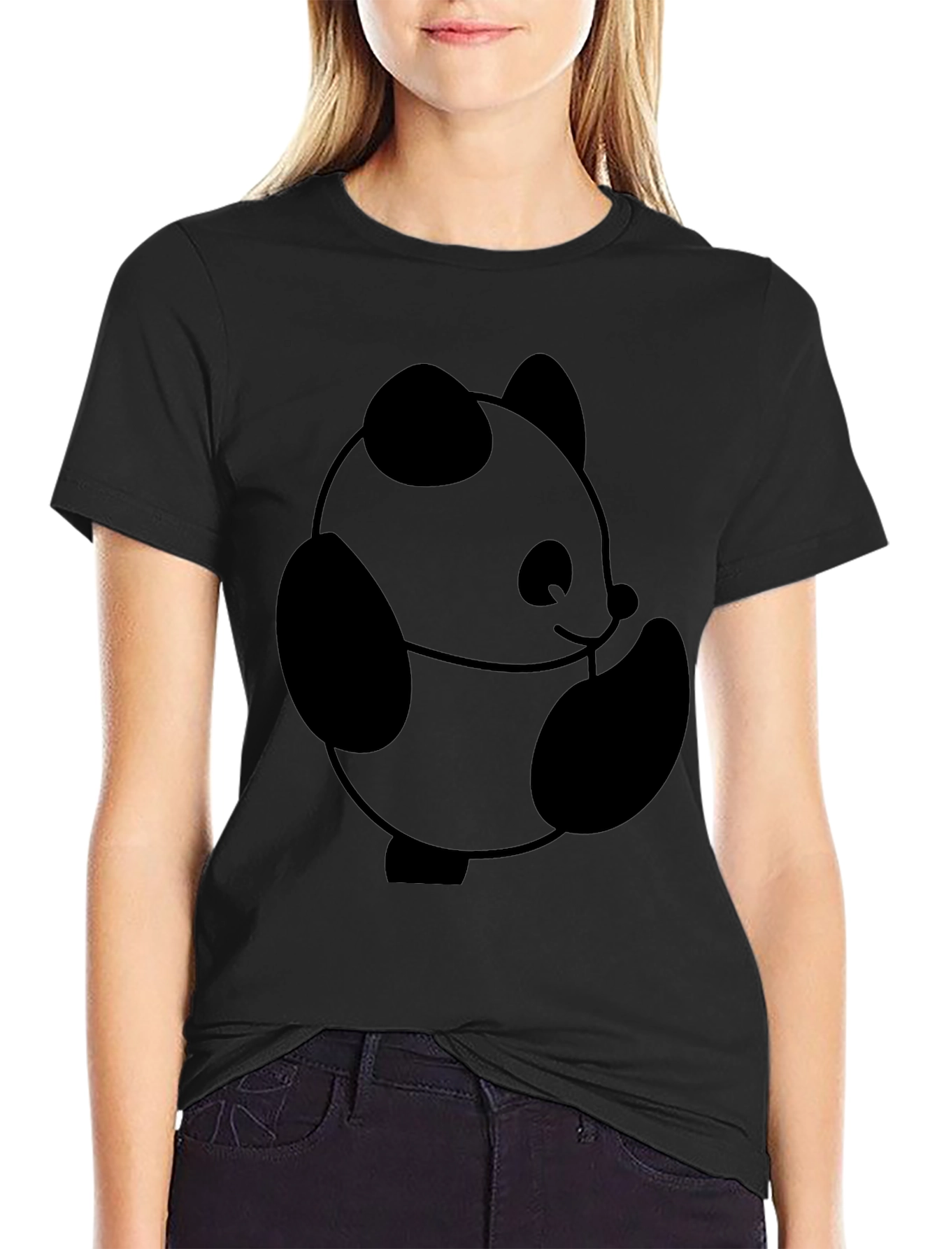 Cute Panda Graphic Tee - Black Unisex T-Shirt