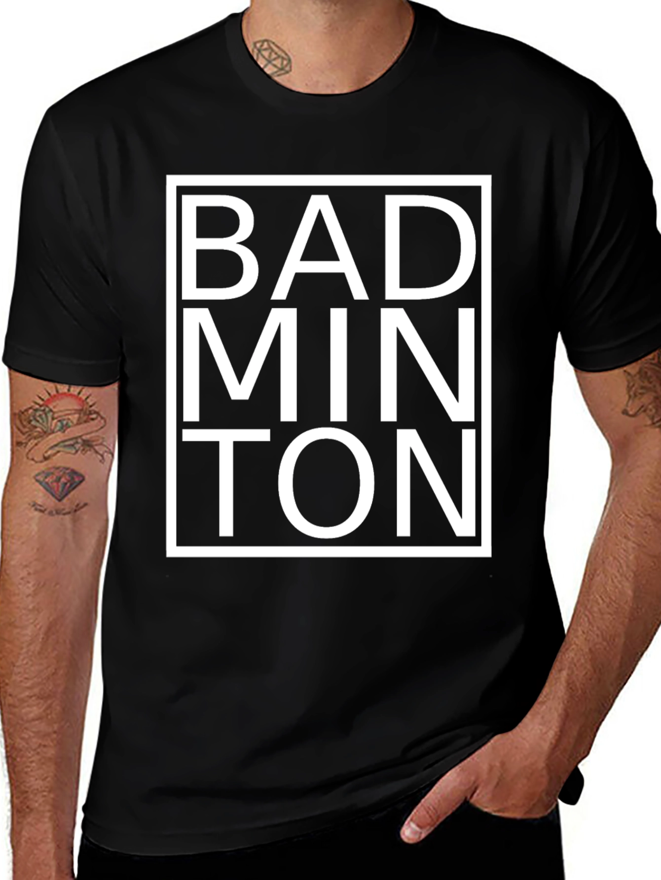 Badminton Graphic Tee - Black Cotton T-Shirt