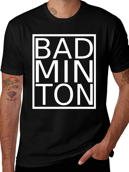 Badminton Graphic Tee - Black Cotton T-Shirt