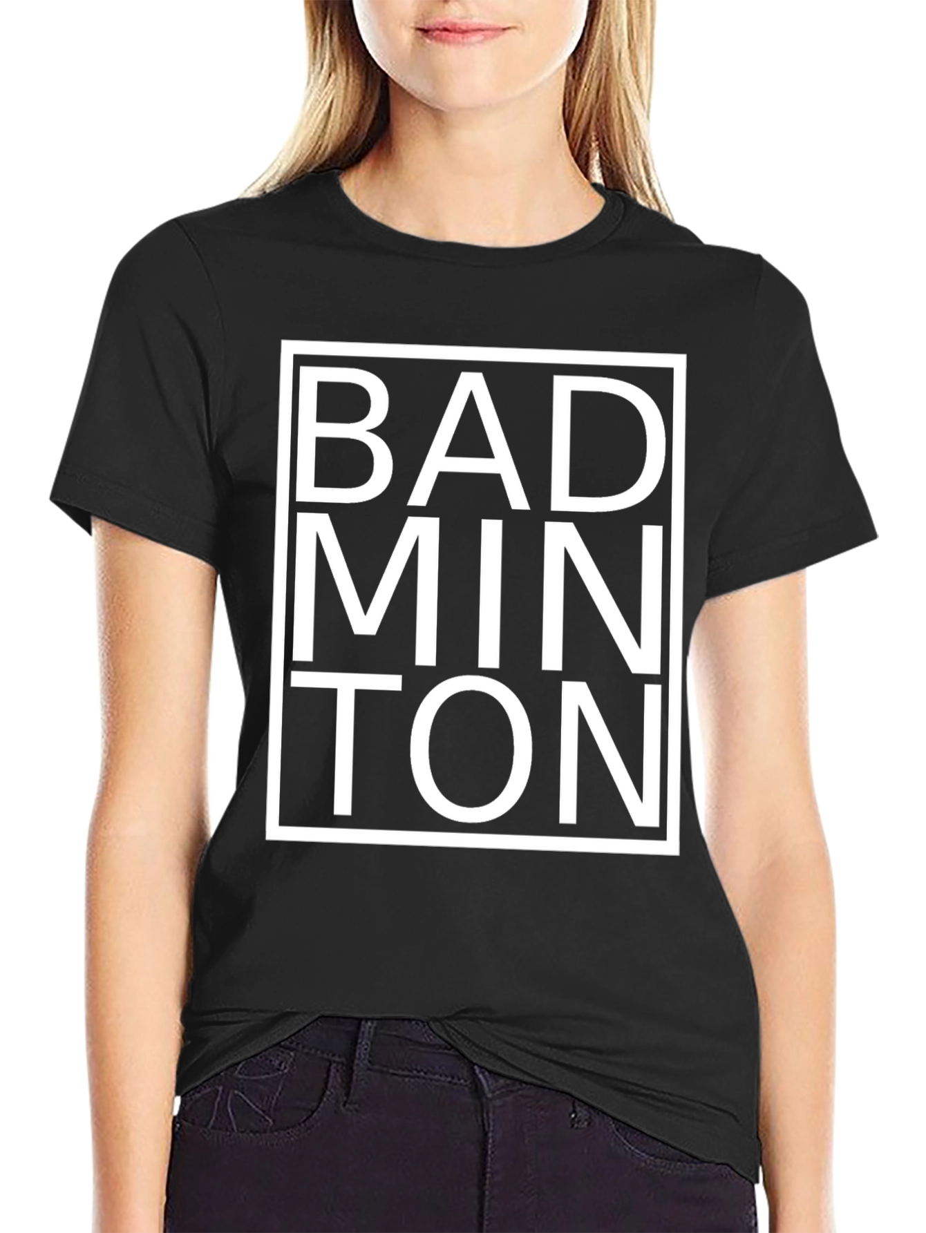 Badminton Graphic Tee - Black Cotton T-Shirt