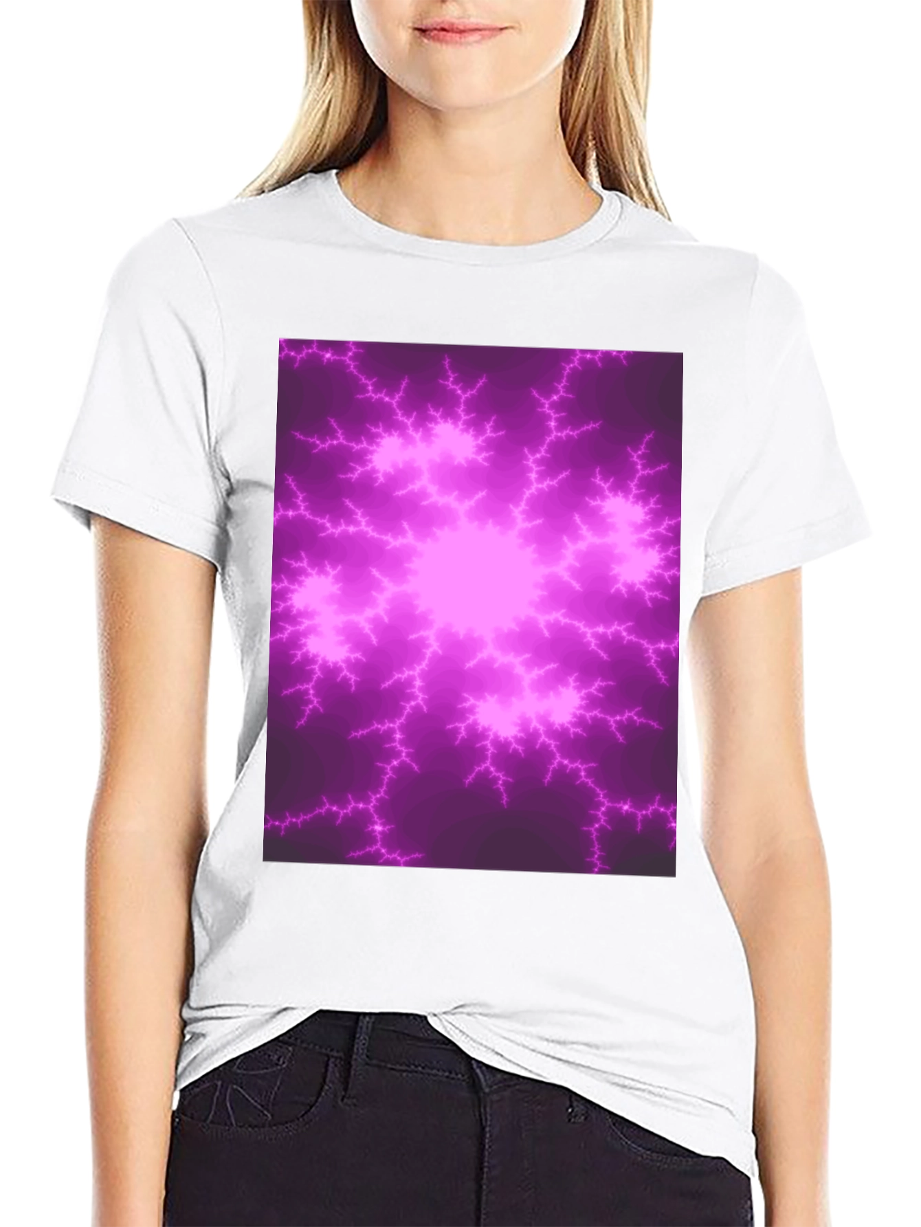 Fractal Lightning Graphic Print T-Shirt