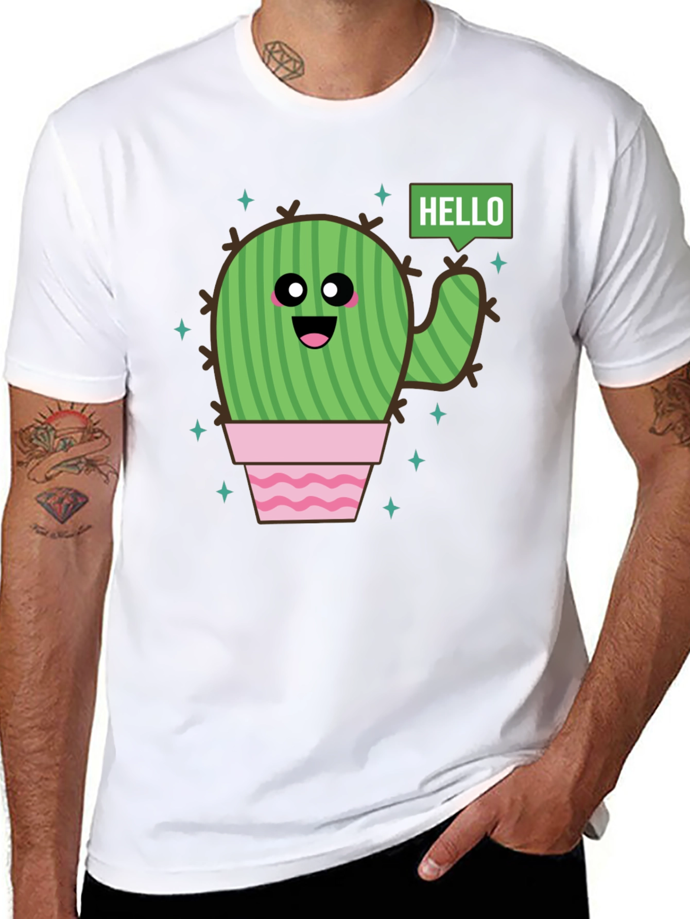 Cute Cactus Graphic T-Shirt - Hello There!