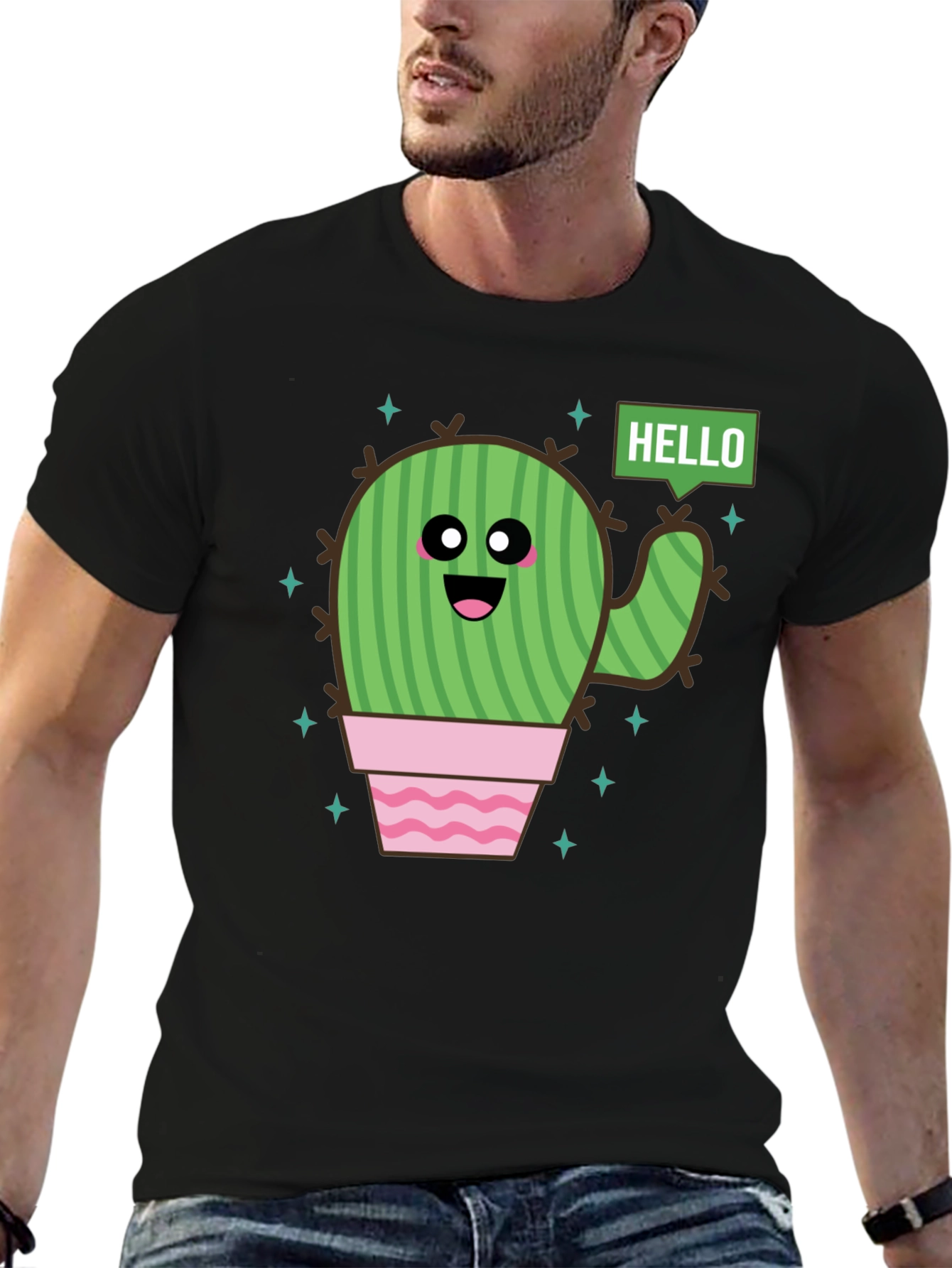 Cute Cactus Graphic T-Shirt - Hello There!