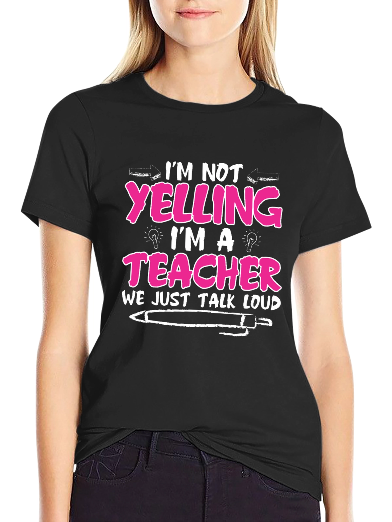 Teacher Loud Talk Black Cotton T-Shirt
