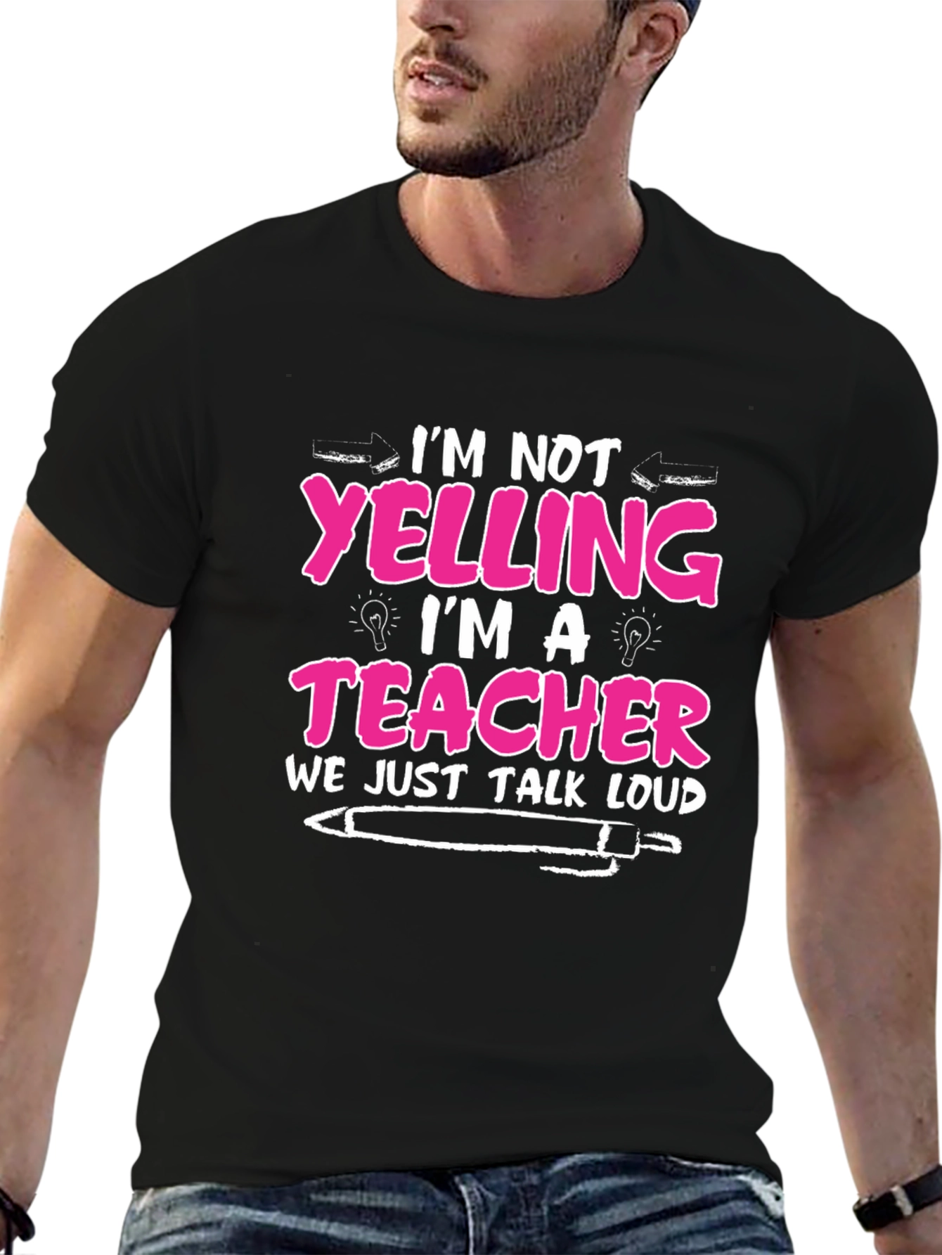 Teacher Loud Talk Black Cotton T-Shirt