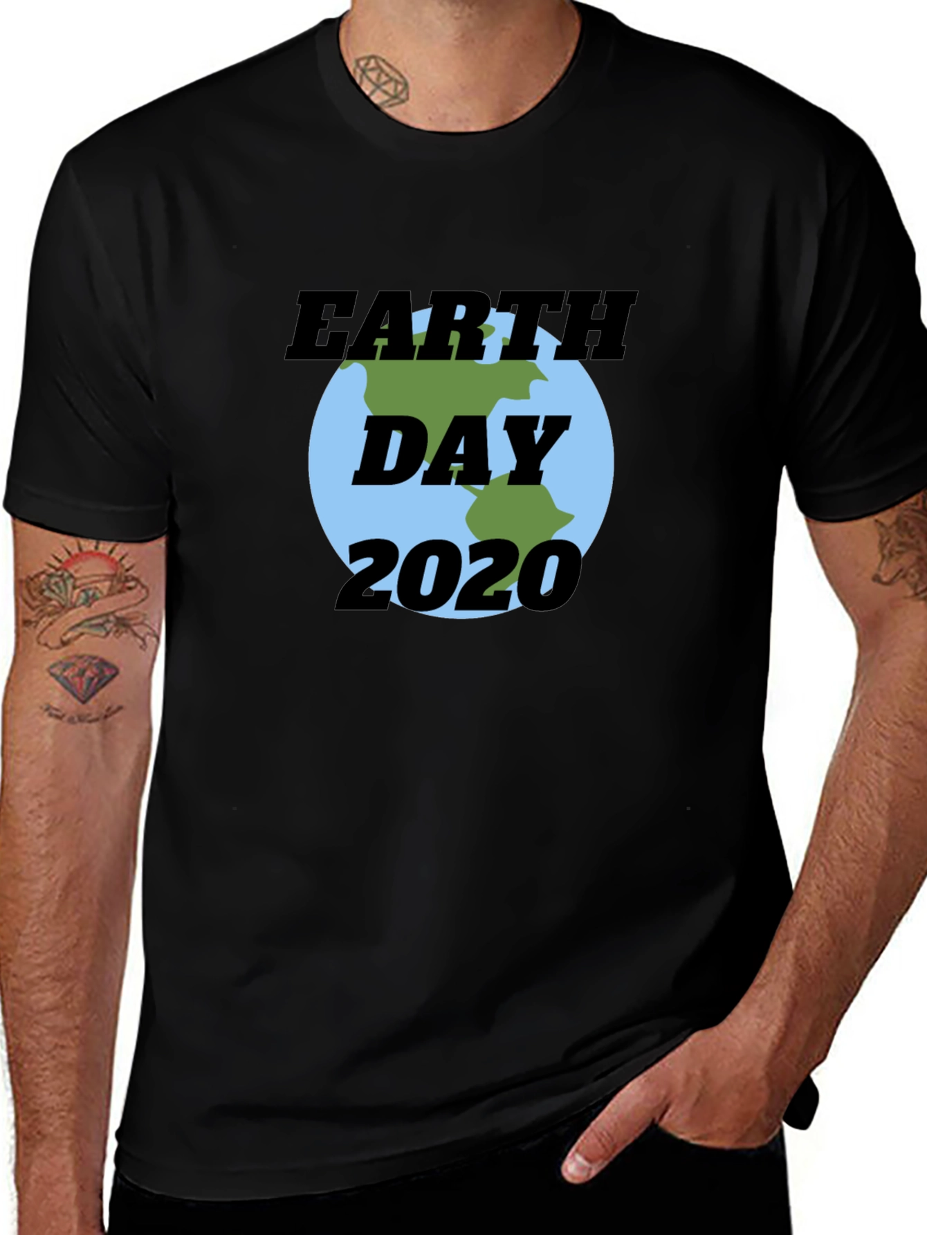 Earth Day 2020 T-Shirt - Black Crew Neck Tee
