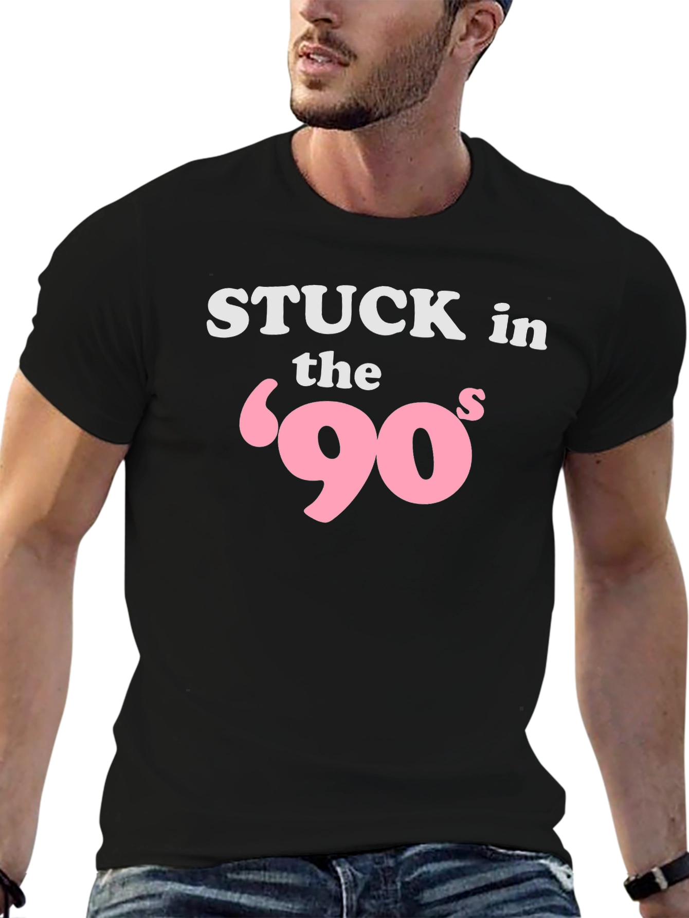 Stuck in the 90s Black T-Shirt - Retro Nostalgia
