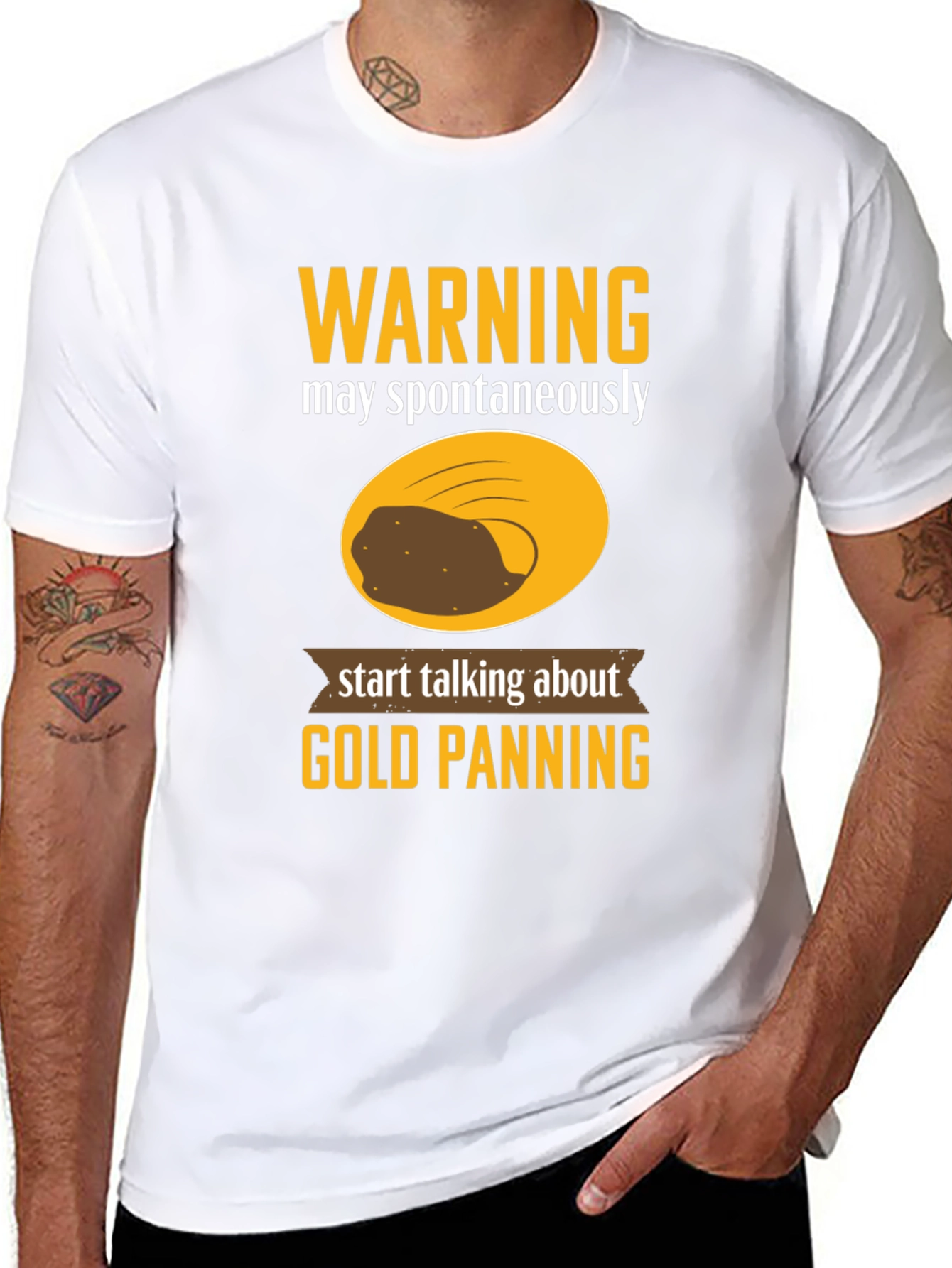 Warning Gold Panning T-Shirt - Spontaneously Talk About