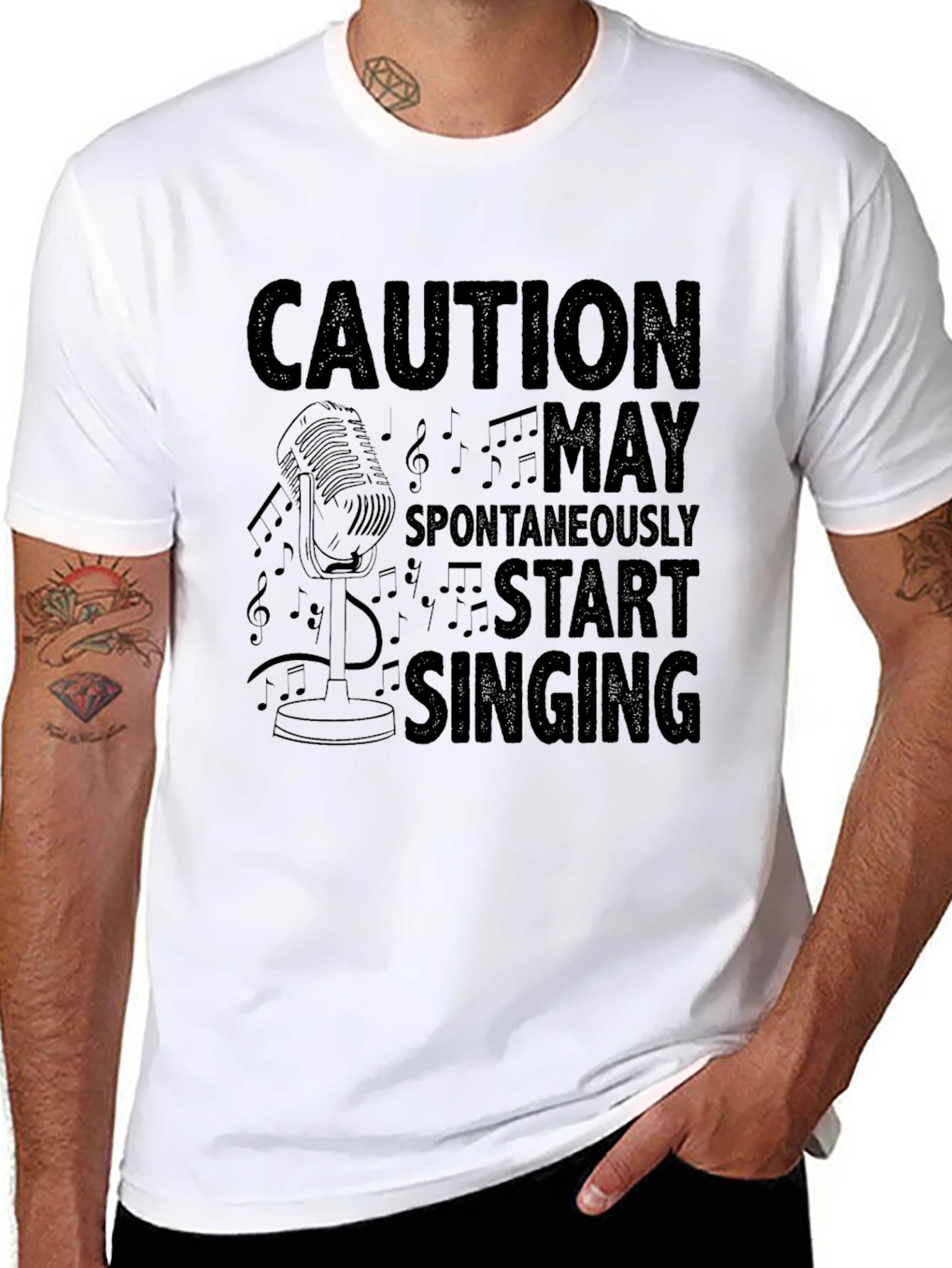 Caution May Spontaneously Start Singing Black T-Shirt