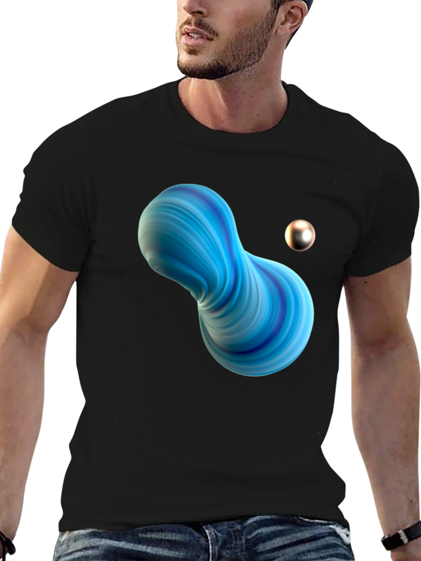 Abstract Fluid Art Black T-Shirt