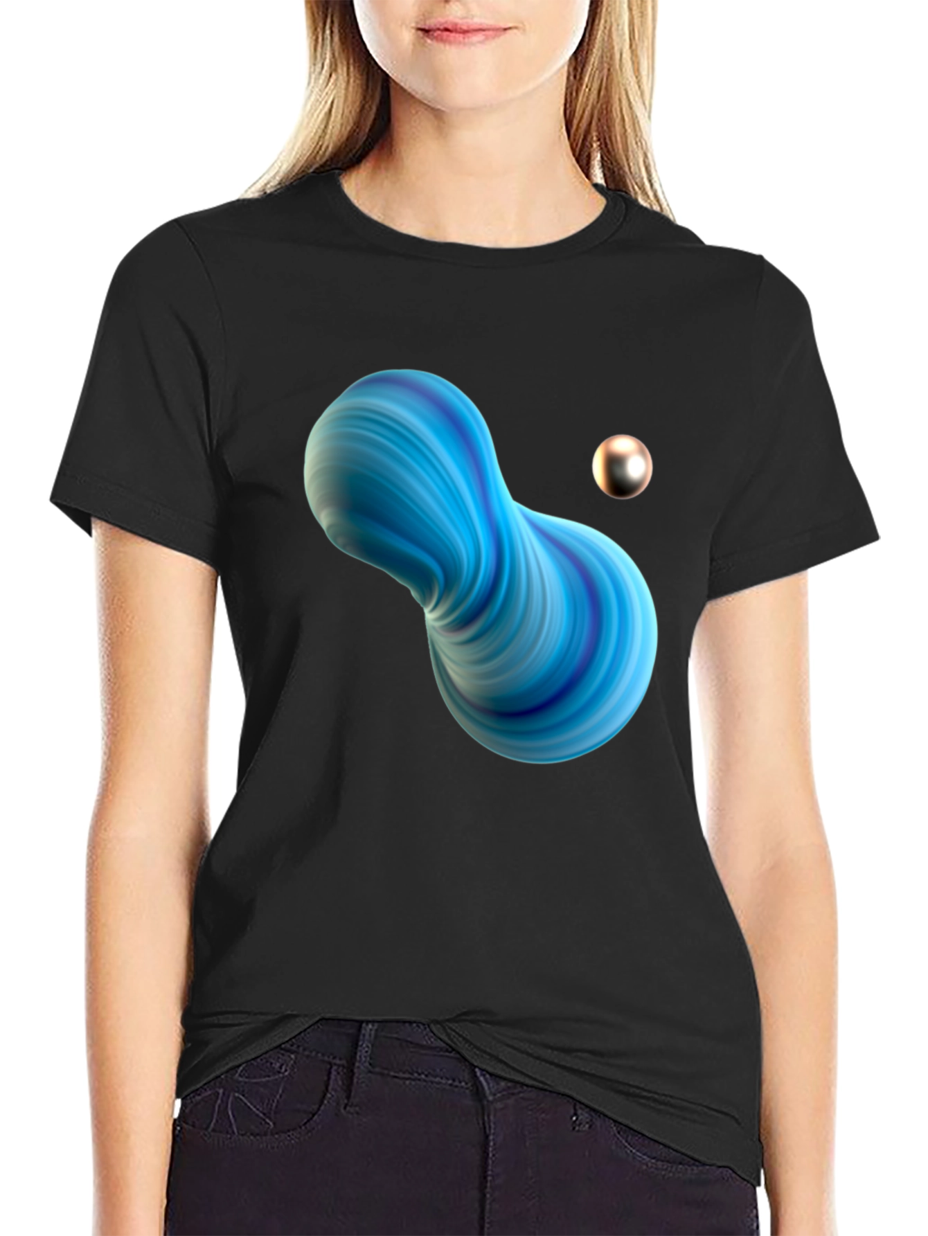 Abstract Fluid Art Black T-Shirt