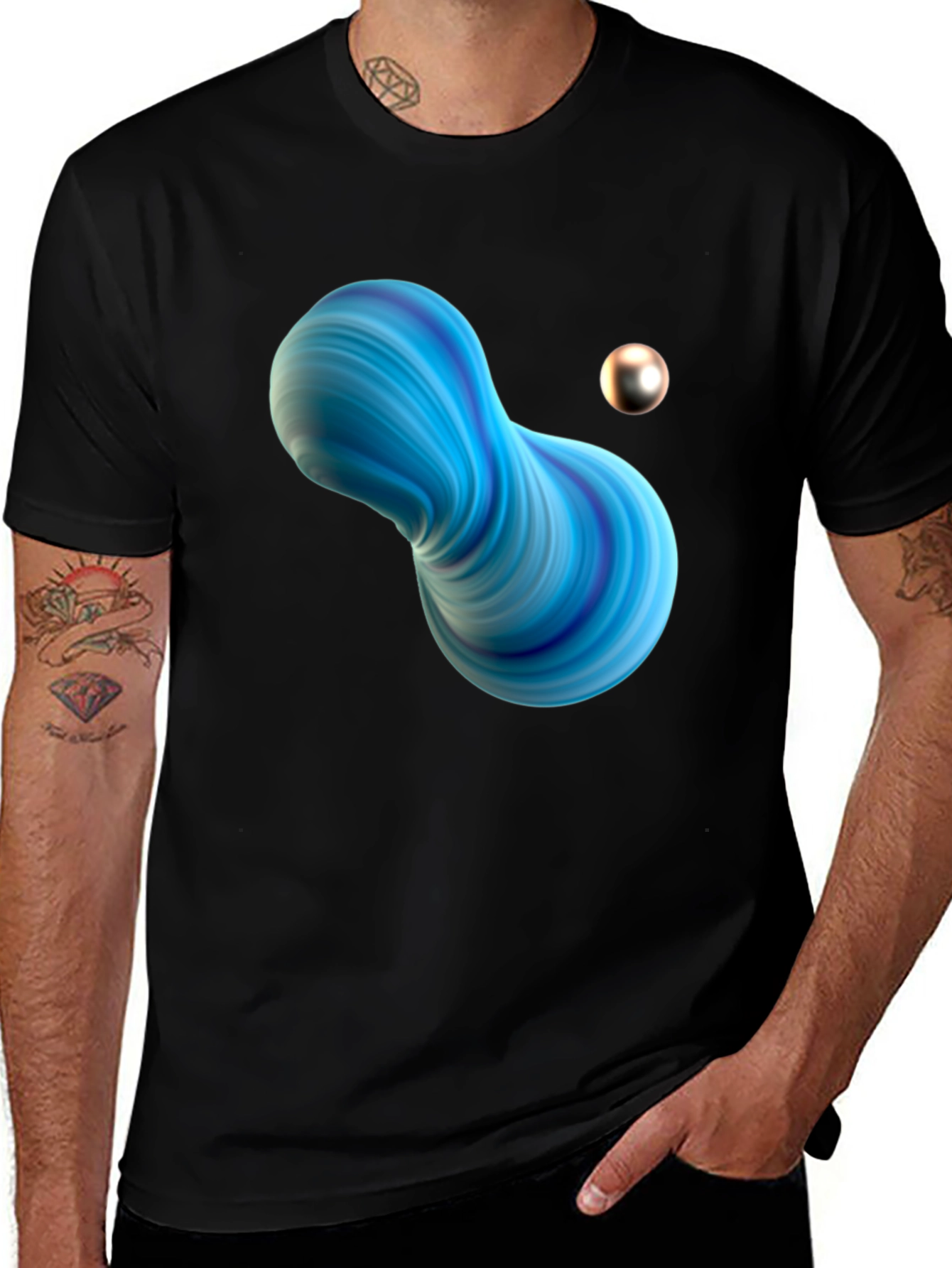 Abstract Fluid Art Black T-Shirt