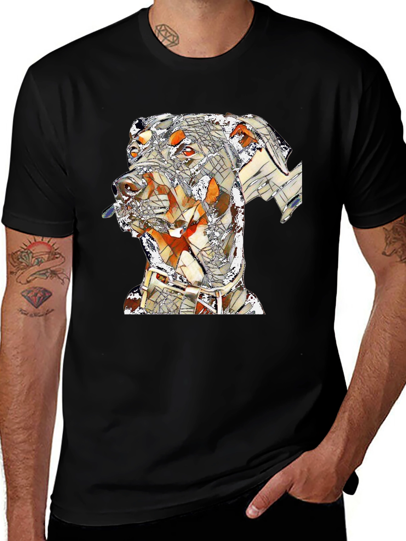 Doberman Mosaic Graphic Tee - Stylish Dog Lovers T-Shirt