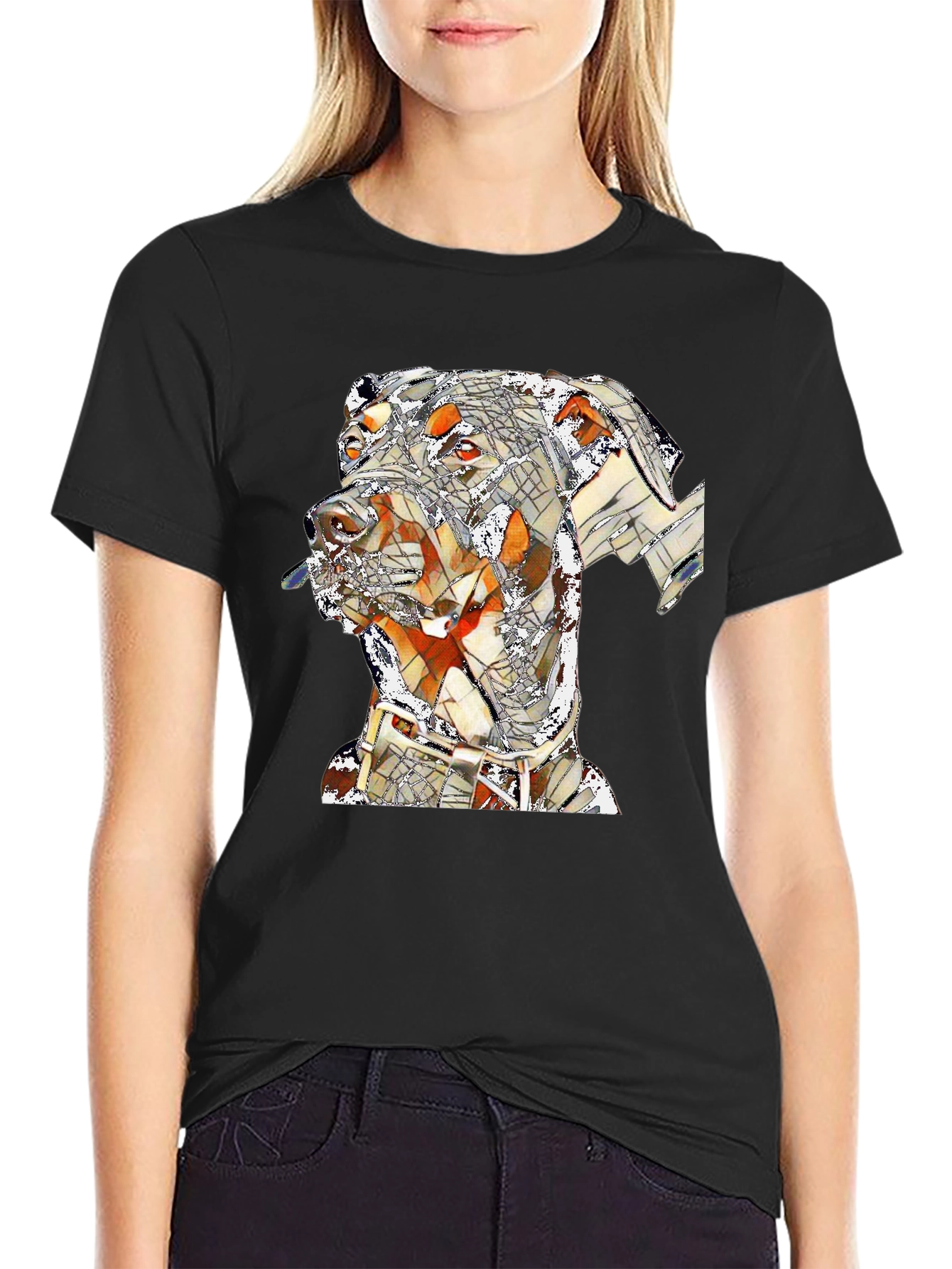 Doberman Mosaic Graphic Tee - Stylish Dog Lovers T-Shirt