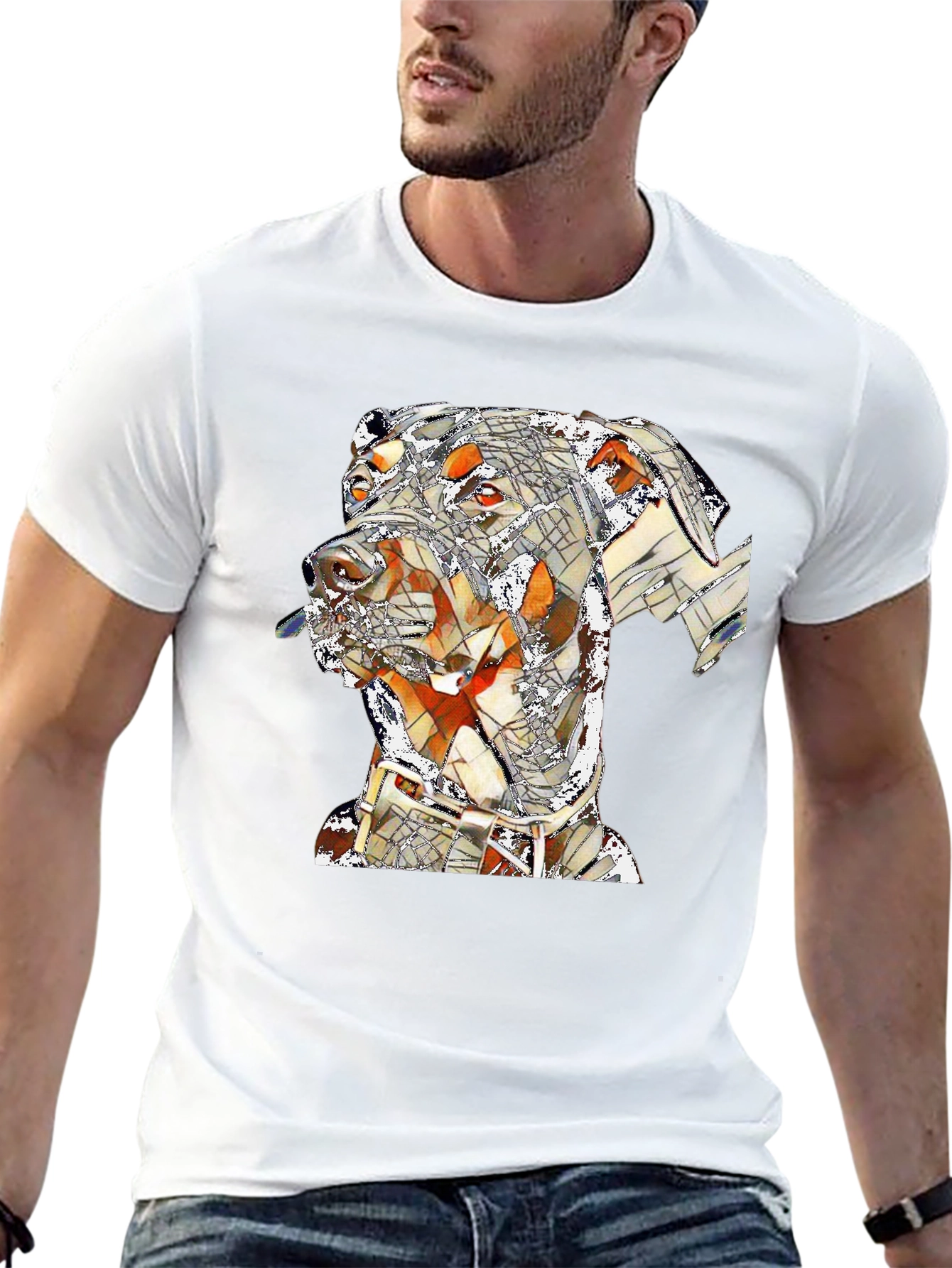 Doberman Mosaic Graphic Tee - Stylish Dog Lovers T-Shirt
