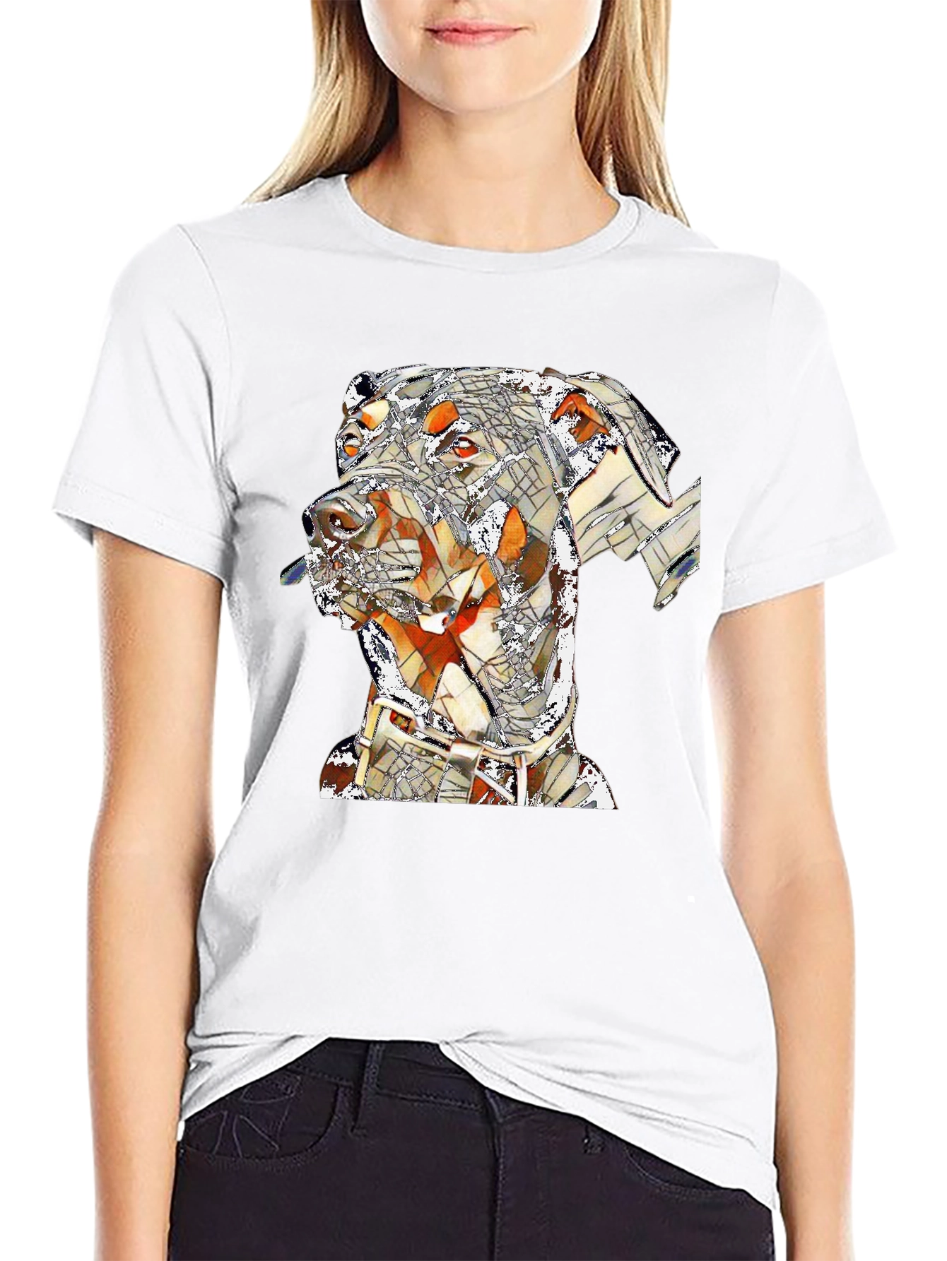 Doberman Mosaic Graphic Tee - Stylish Dog Lovers T-Shirt