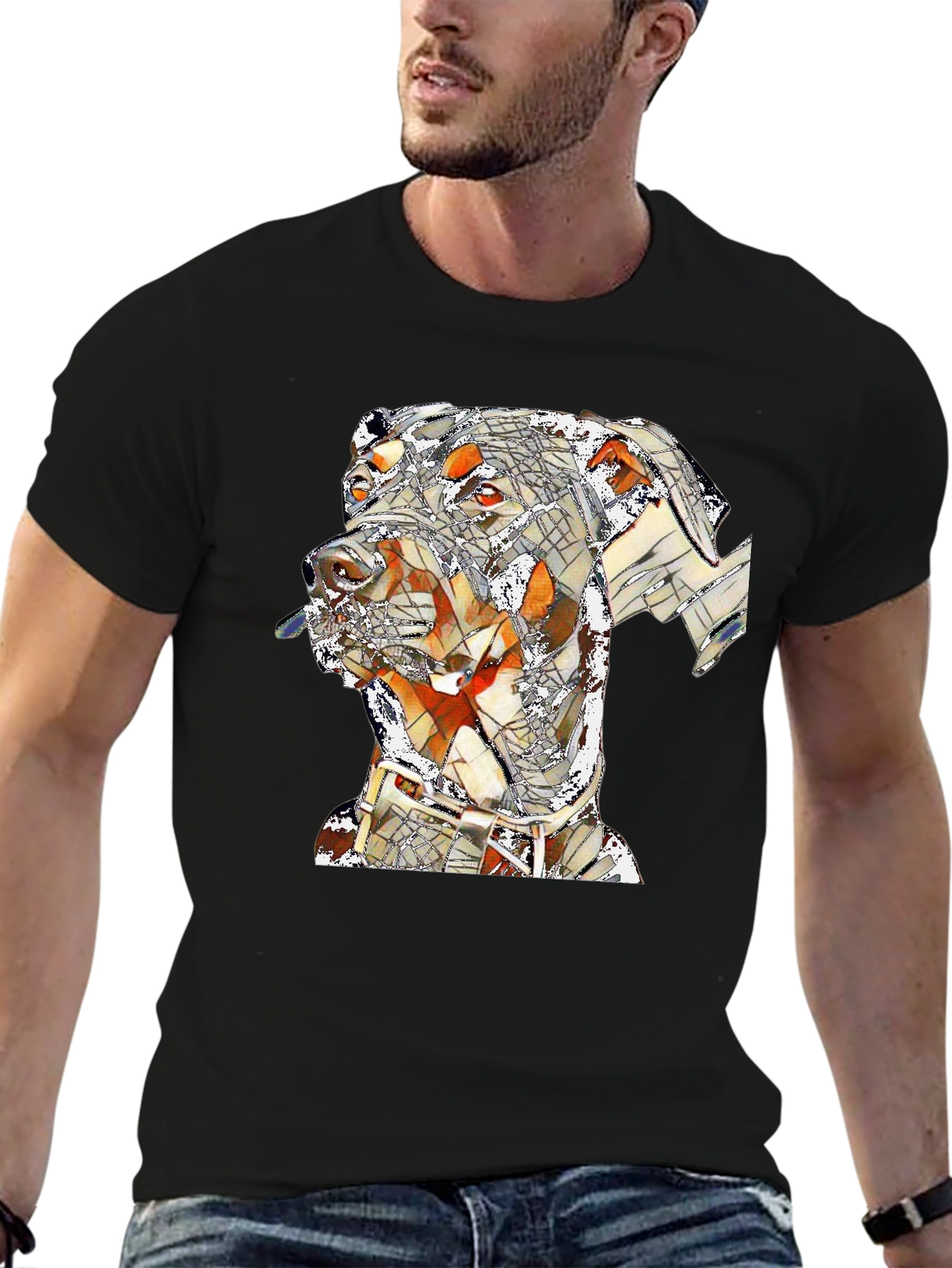 Doberman Mosaic Graphic Tee - Stylish Dog Lovers T-Shirt