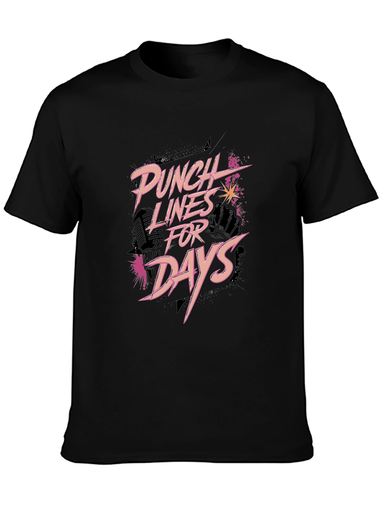 Punch Lines For Days Black Graphic Tee