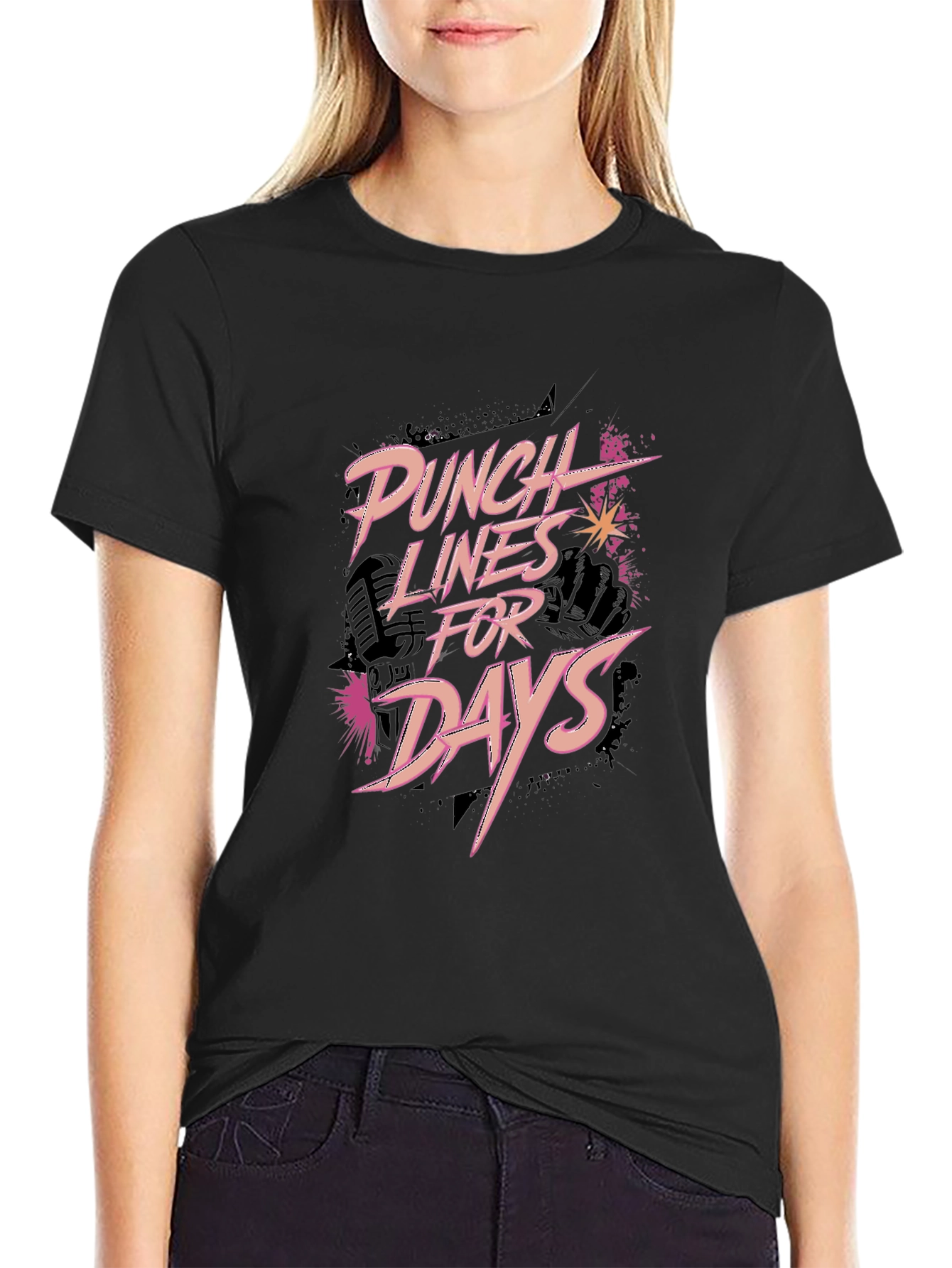 Punch Lines For Days Black Graphic Tee