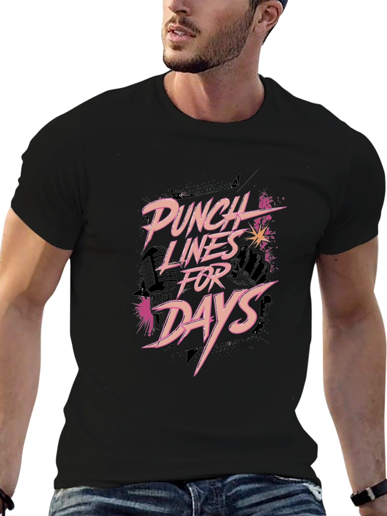 Punch Lines For Days Black Graphic Tee
