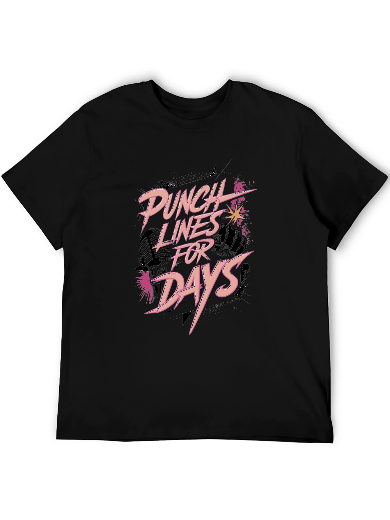Punch Lines For Days Black Graphic Tee