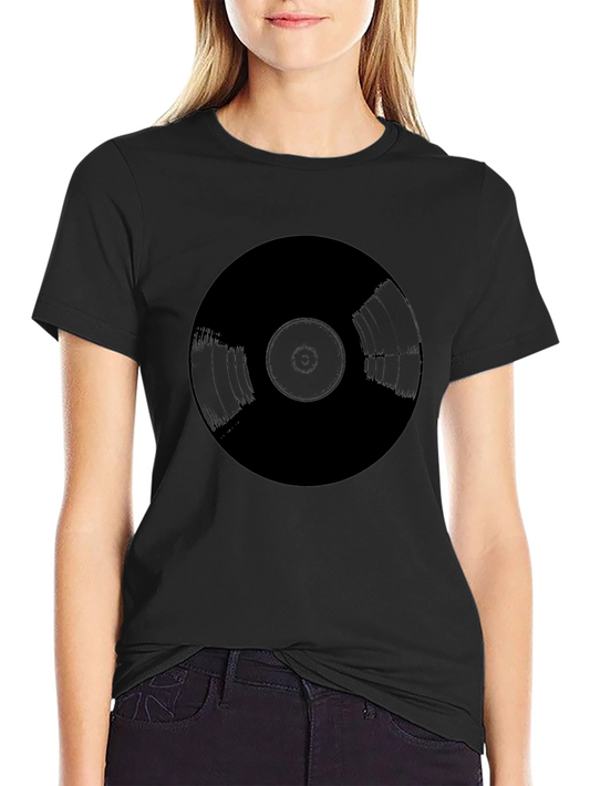 Vinyl Record Graphic T-Shirt - Black Casual Tee