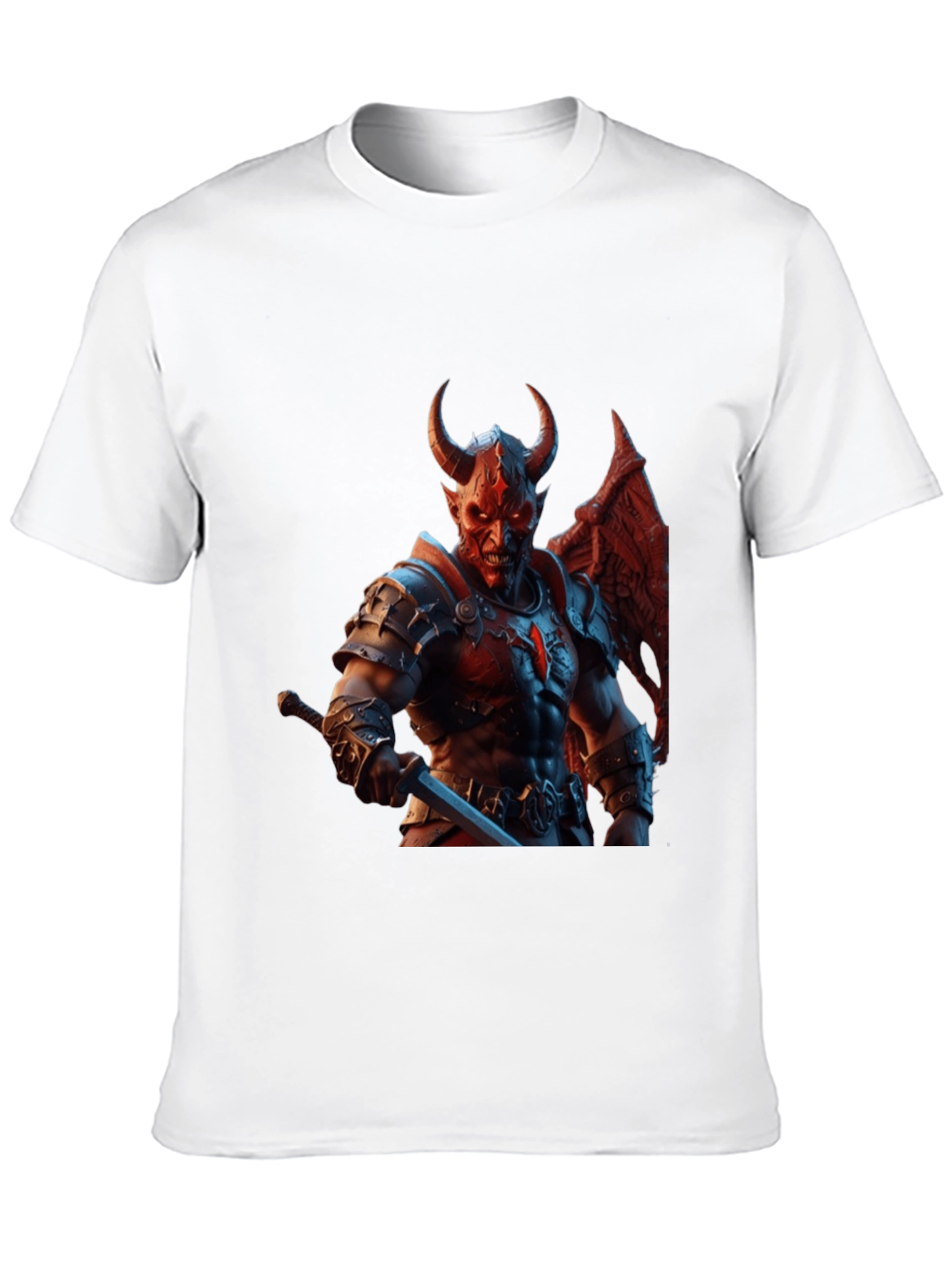 Demon Warrior Graphic Tee - Black Cotton T-Shirt