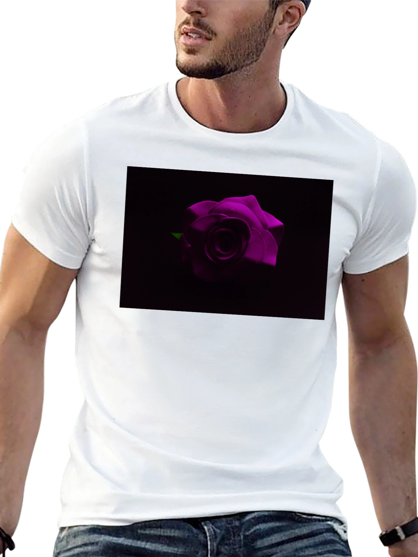 Purple Rose Graphic T-Shirt - Stylish Black Tee
