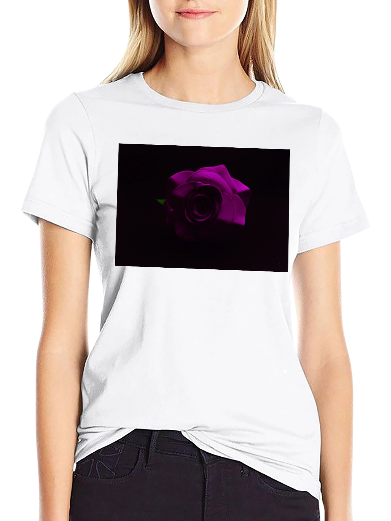Purple Rose Graphic T-Shirt - Stylish Black Tee