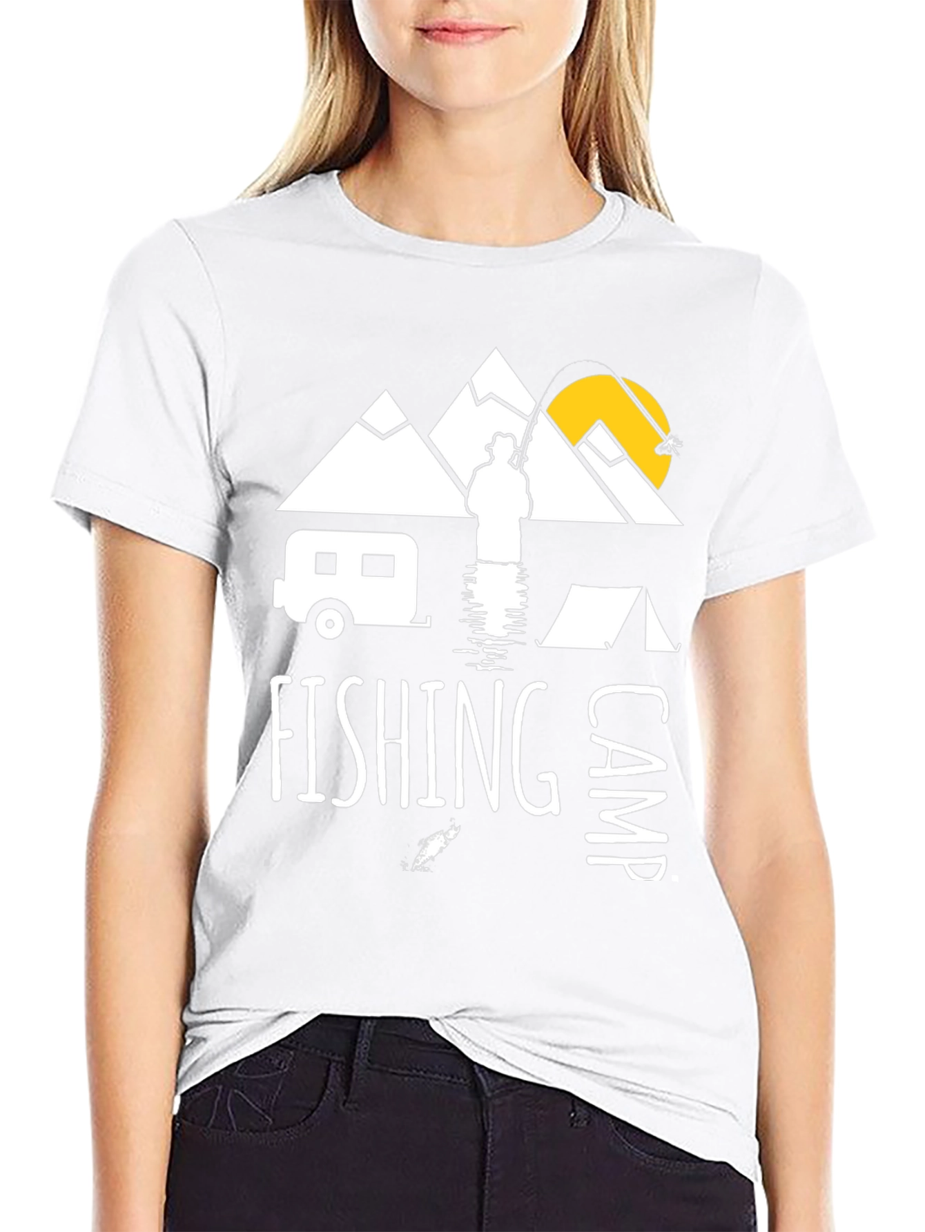 Fishing Camp Graphic Tee - Black Cotton T-Shirt