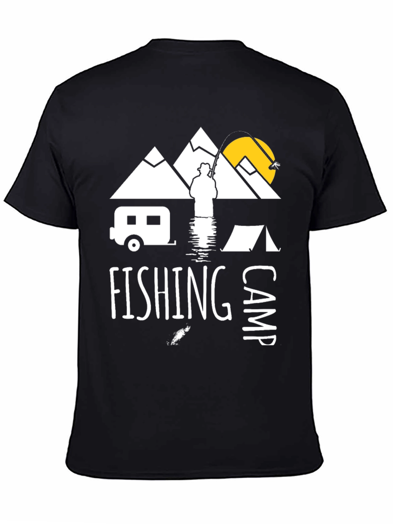 Fishing Camp Graphic Tee - Black Cotton T-Shirt