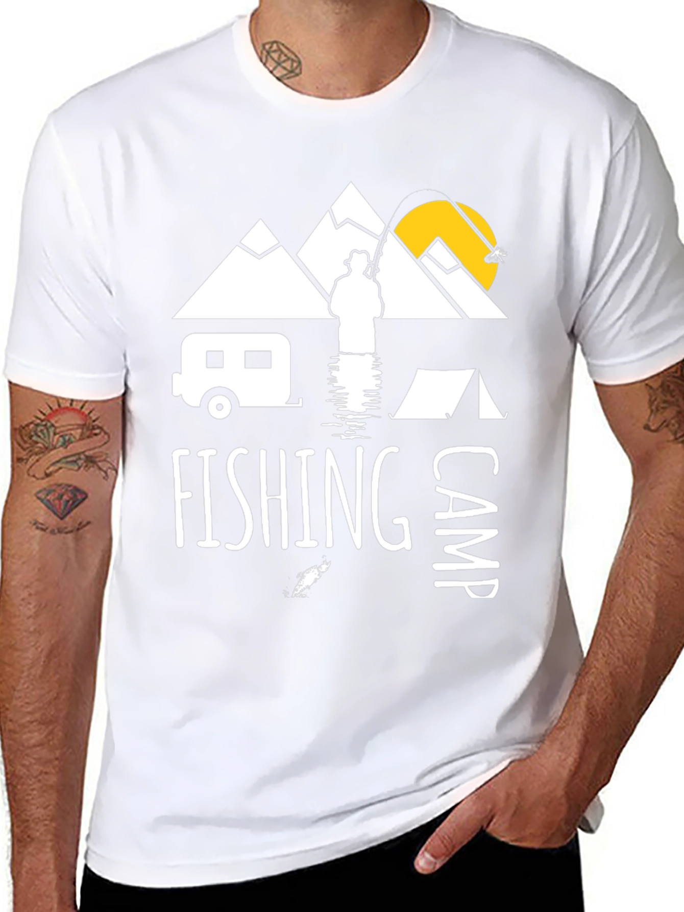 Fishing Camp Graphic Tee - Black Cotton T-Shirt