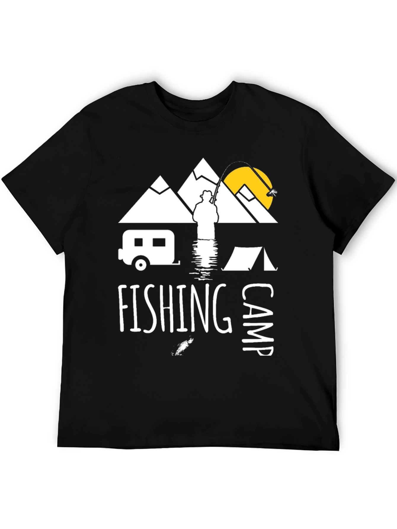 Fishing Camp Graphic Tee - Black Cotton T-Shirt