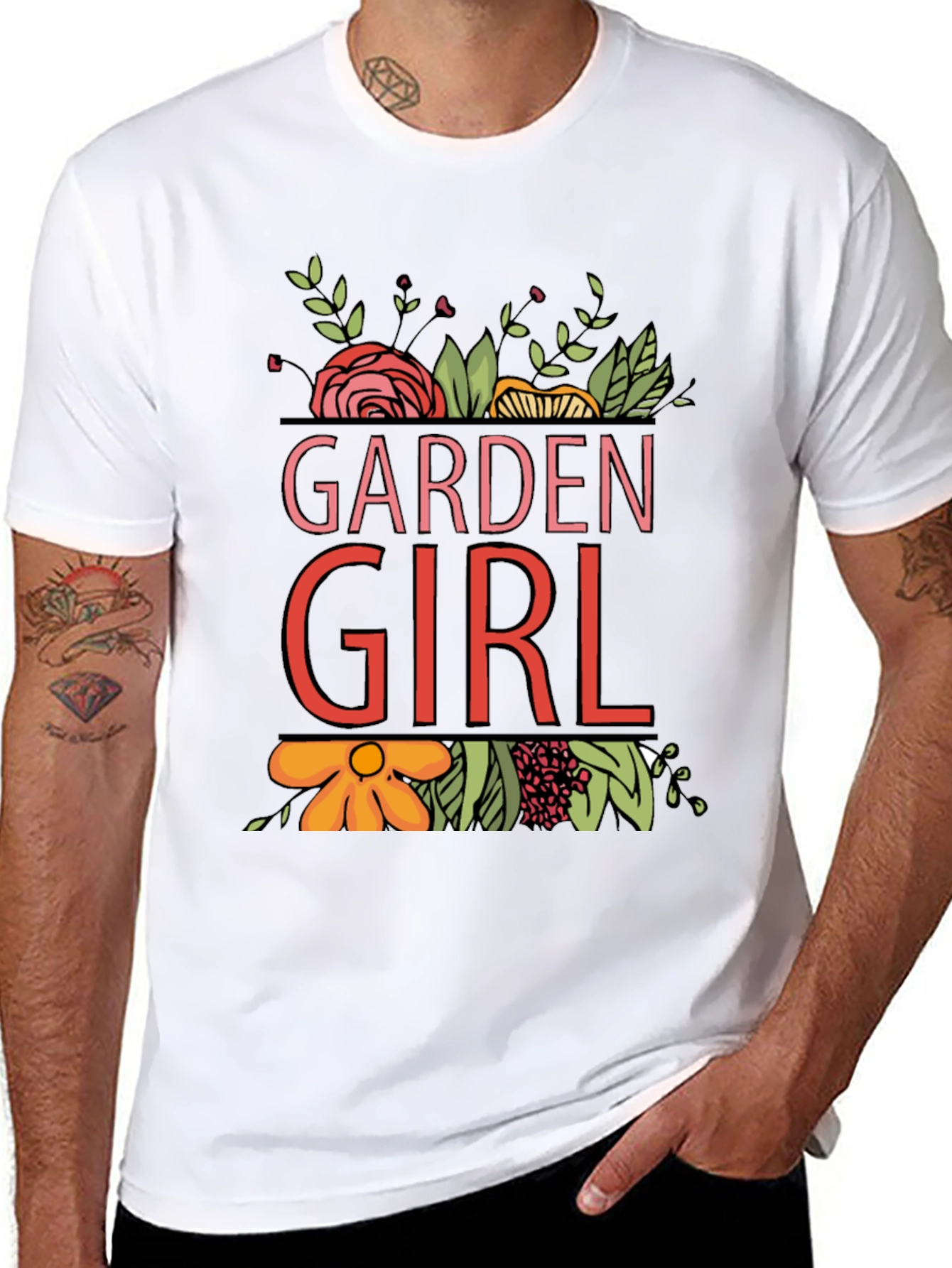Garden Girl Graphic T-Shirt - Floral Design