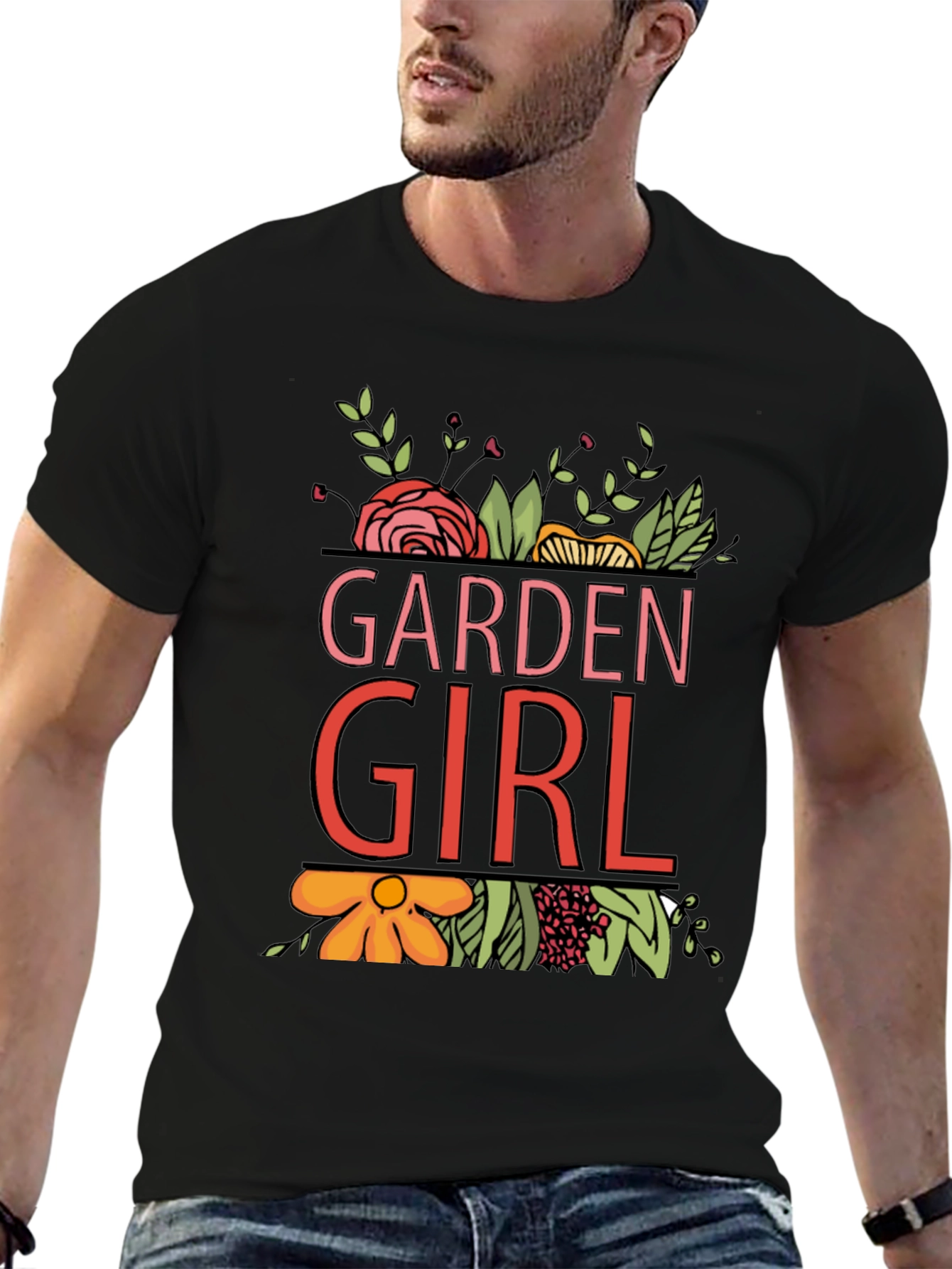 Garden Girl Graphic T-Shirt - Floral Design