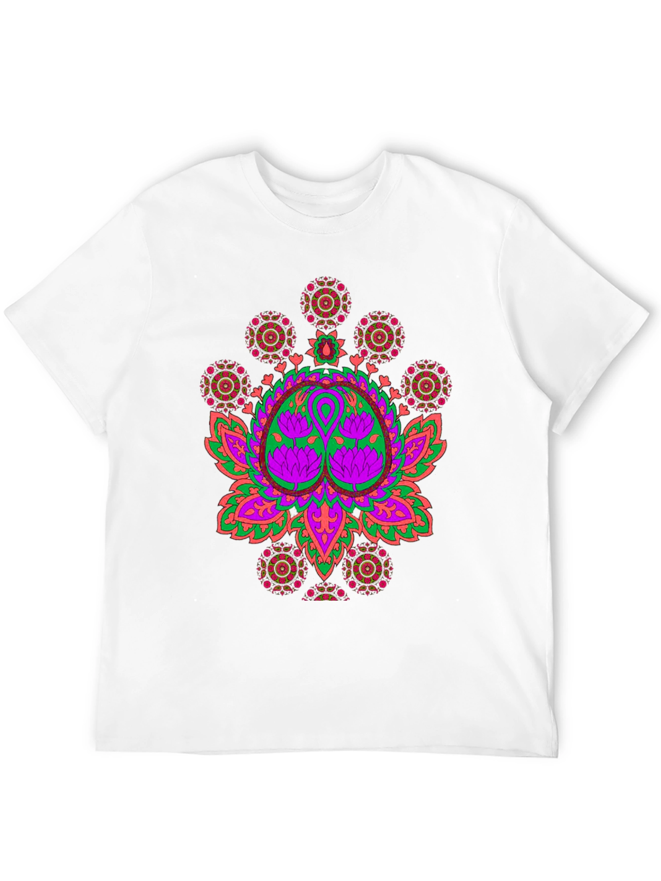 Vibrant Lotus Mandala Graphic Black T-Shirt