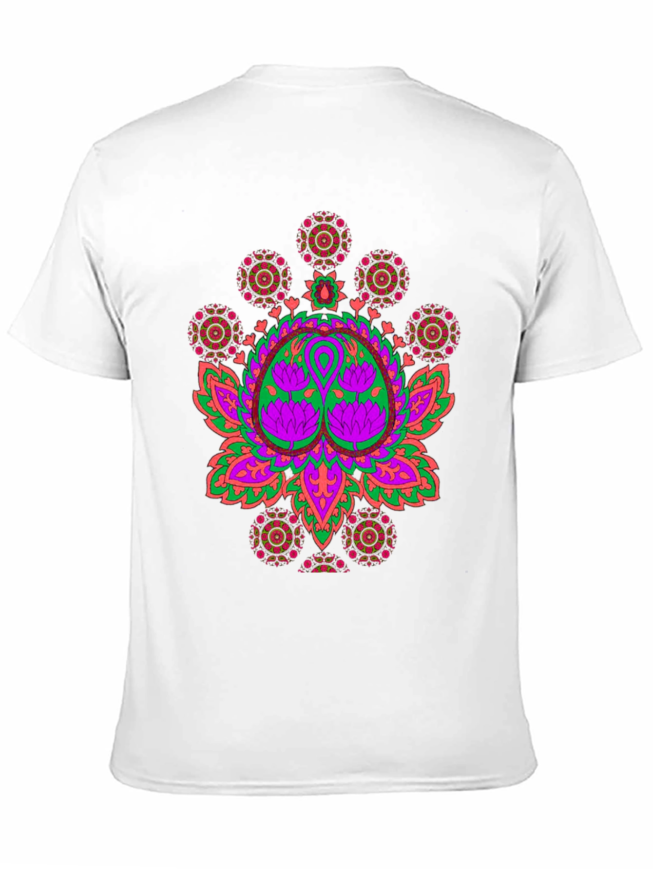 Vibrant Lotus Mandala Graphic Black T-Shirt