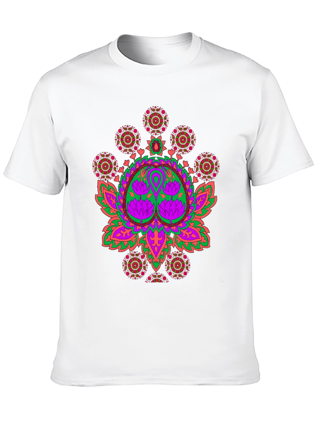 Vibrant Lotus Mandala Graphic Black T-Shirt