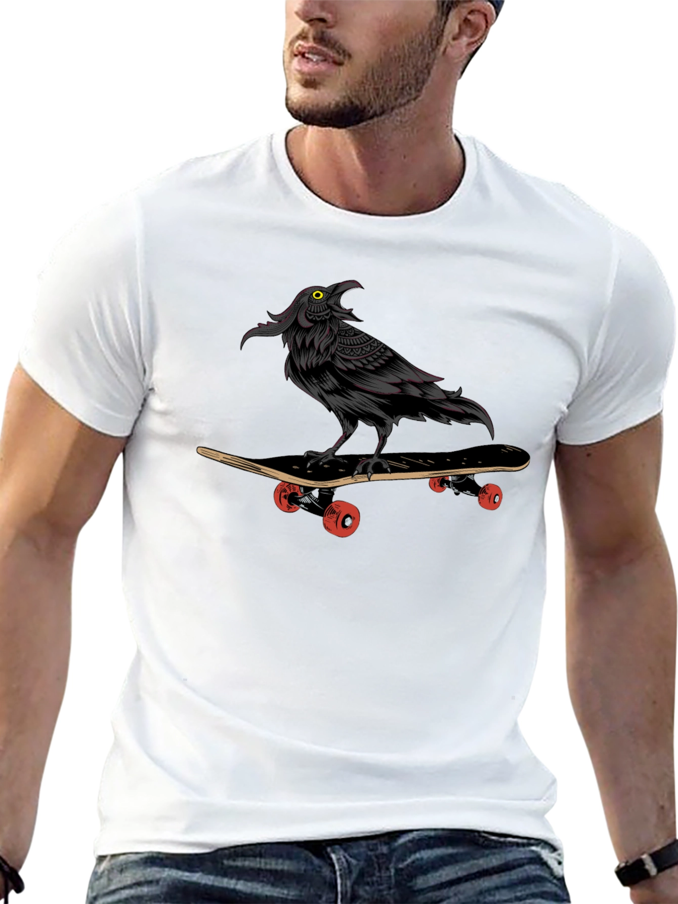 Raven Skateboard T-Shirt - Unique Graphic Tee